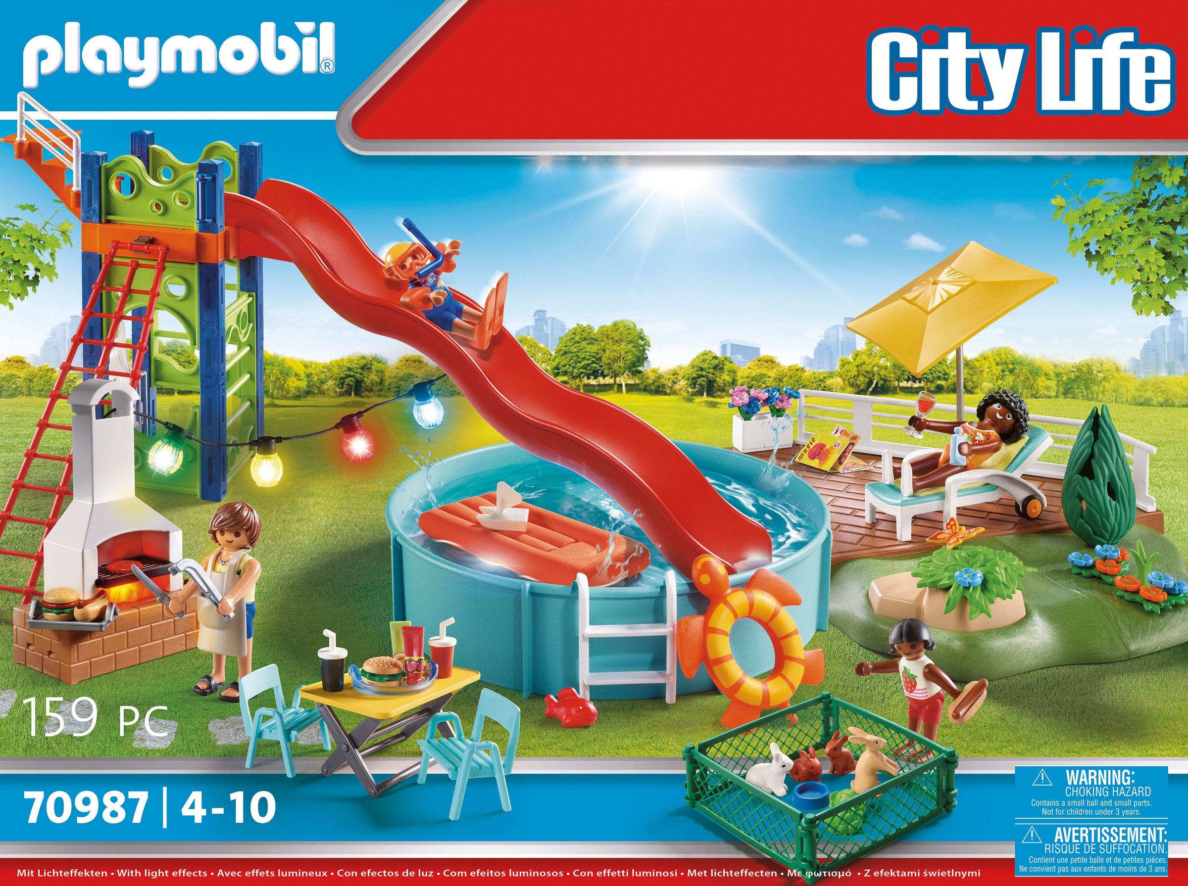 Playmobil® Konstruktions-Spielset »Poolparty mit Rutsche (70987), City Life«, (159 St.), Made in Germany