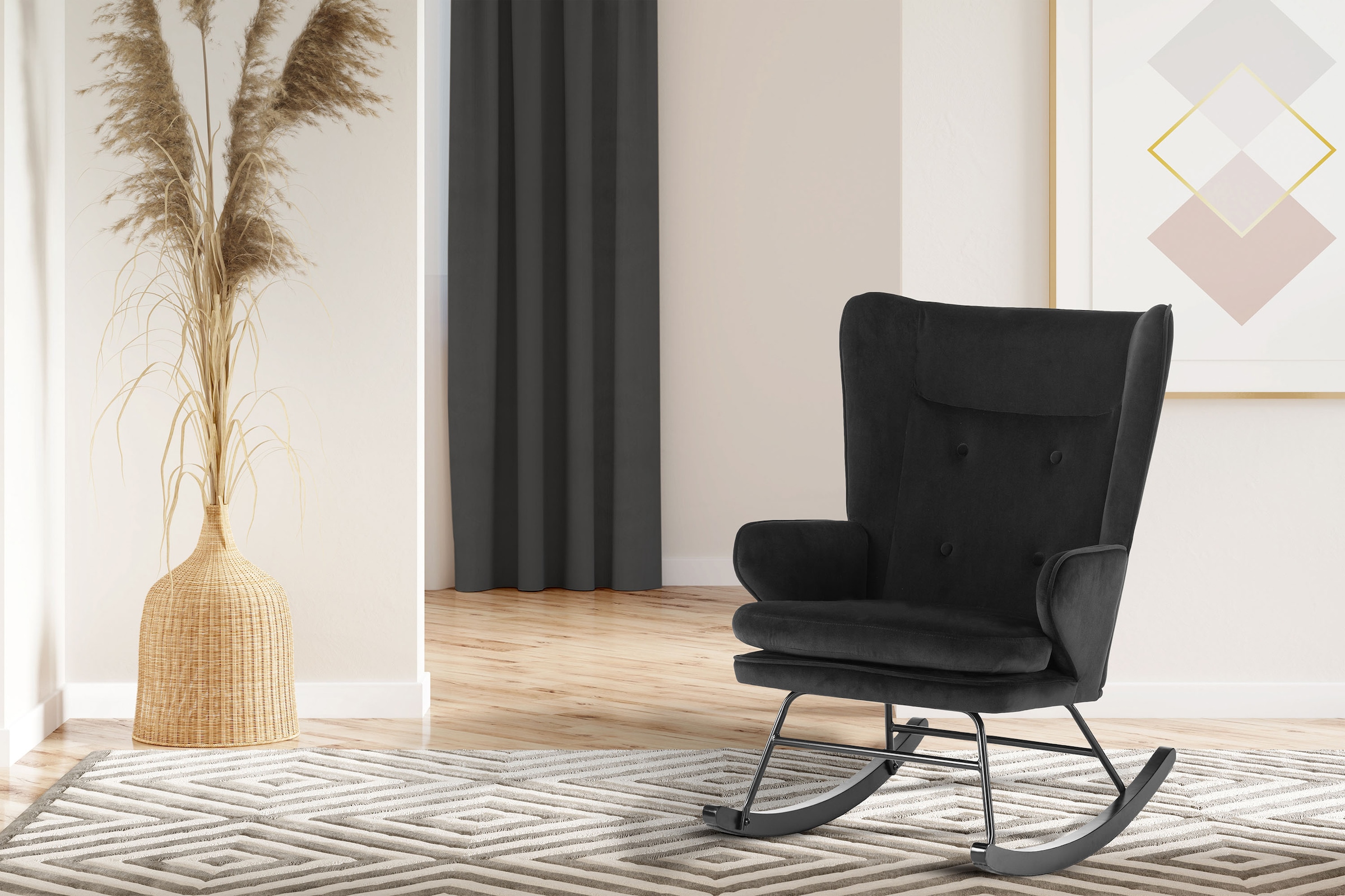 Kayoom Schaukelstuhl »Melorie 125, Metallgestell mit Kufen aus Holz« () 1 S günstig online kaufen