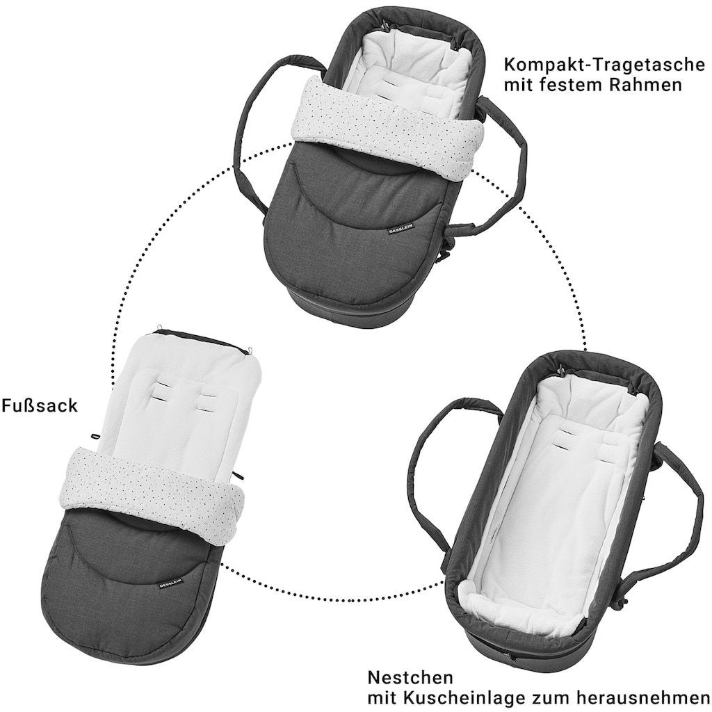 Gesslein Kombi-Kinderwagen »F4 Air+, schwarz/tabak, hellgrau meliert/Stern grau/mintgrün meliert«