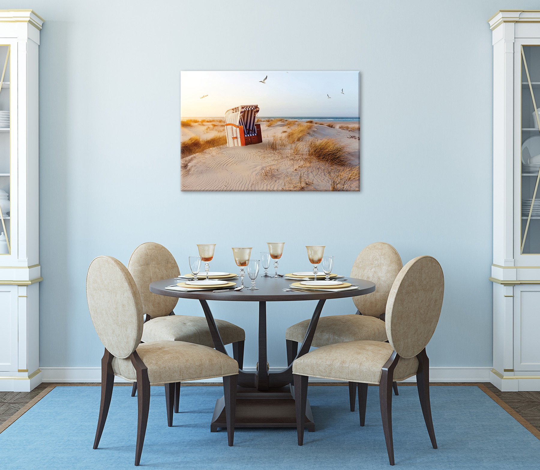 Bönninghoff Leinwandbild »Wandbild STRANDKORB 60x90 cm – Leinwandbild Keilrahmen Deko modern« Landschaft | Meer | Meer Bilder | Natur | Strand | Strandbilder 1 Stk. tlg. auf Keilrahmen gespannt