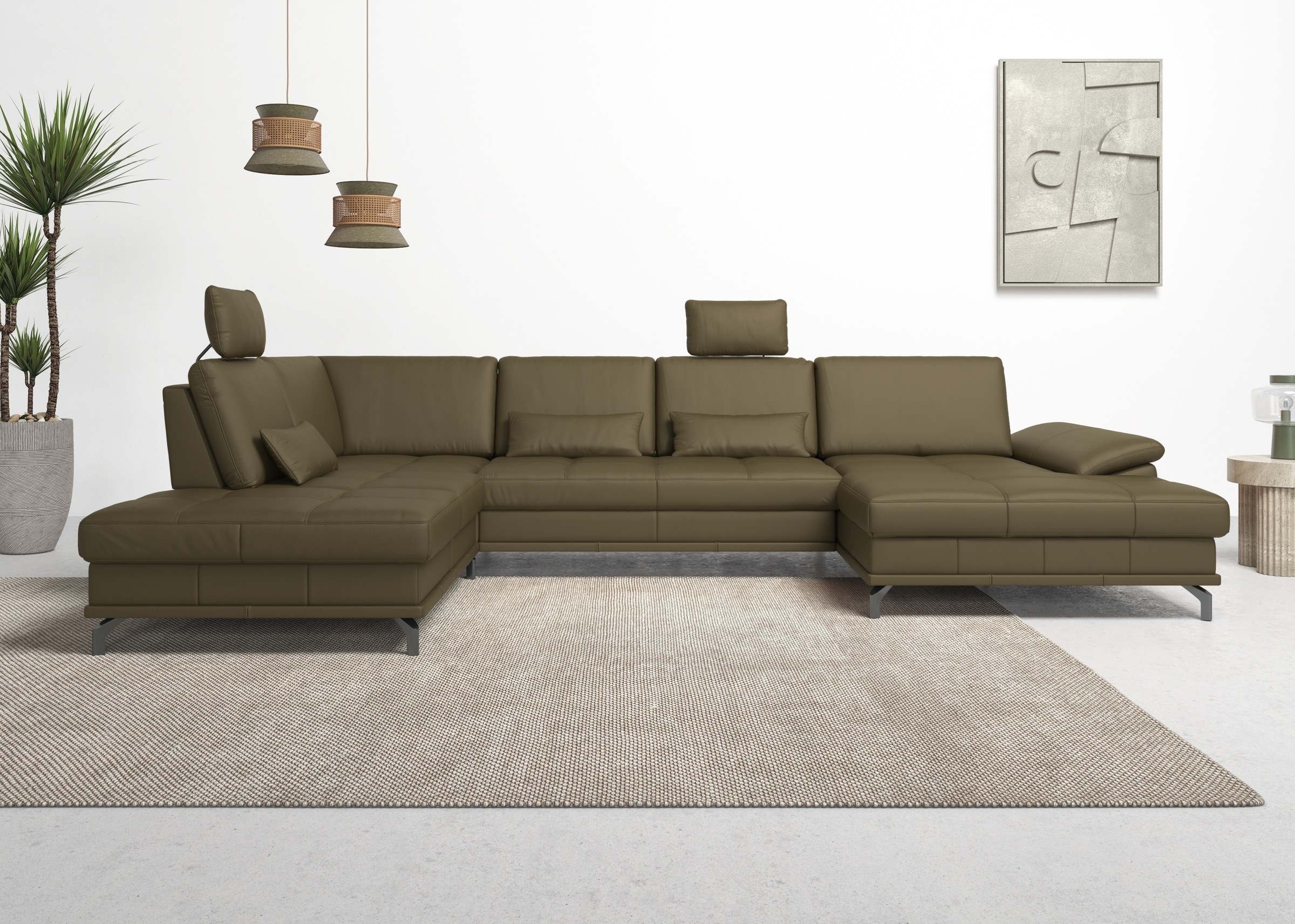 PLACES OF STYLE Wohnlandschaft »Costello U-Form, B: 363 cm mit Sitztiefen-, günstig online kaufen