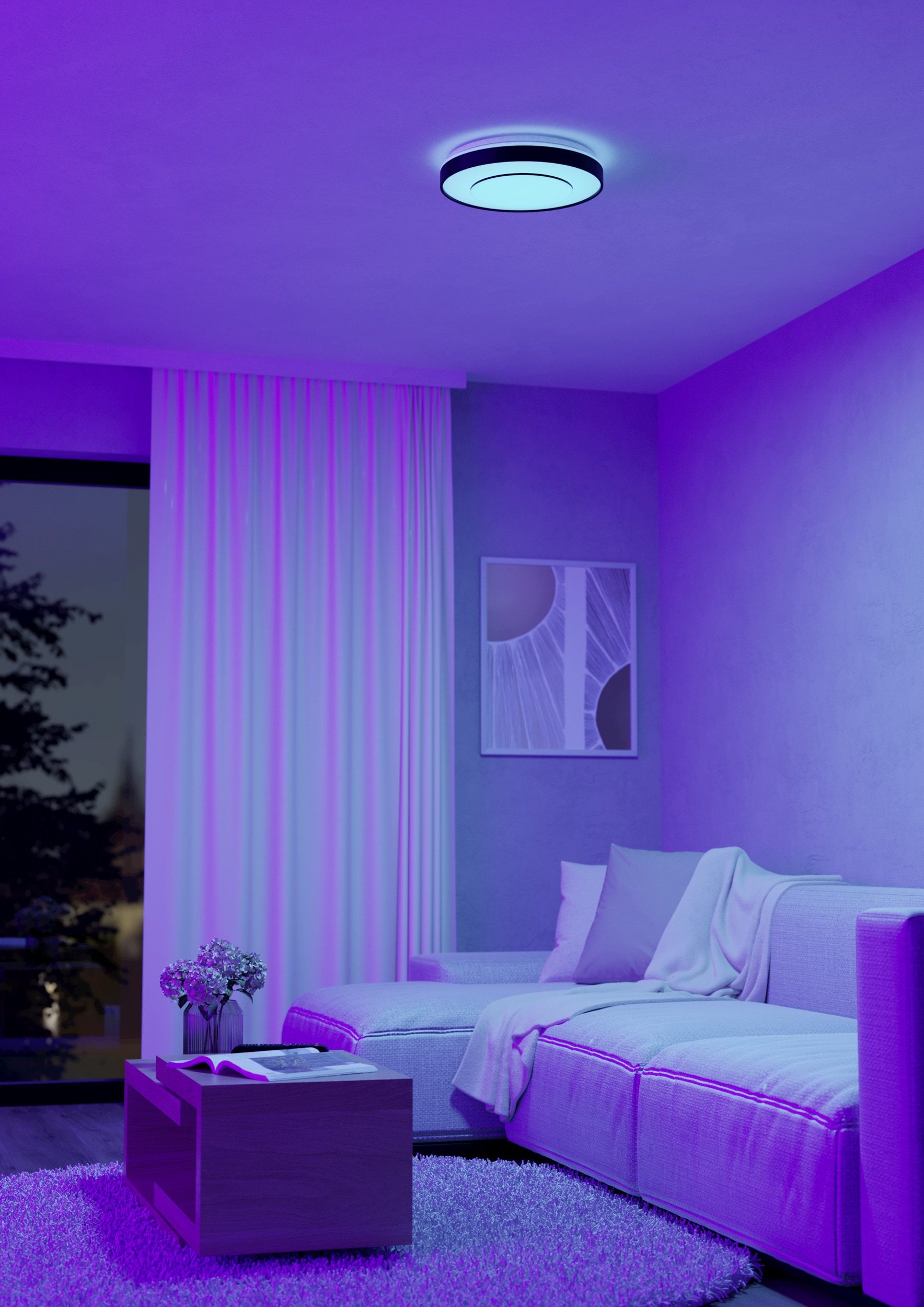 EGLO LED Deckenleuchte »MONTERIGGIONI-Z Deckenlampe, Disco-Modus, ZigBee 3.0, Wohnzimmerlampe« LED-Modul 1 Stk. RGB | warmweiß - kaltweiß Fernbedienung inkl., App / Sprachsteuerung Alexa, H:8,5cm x D:38,4 cm
