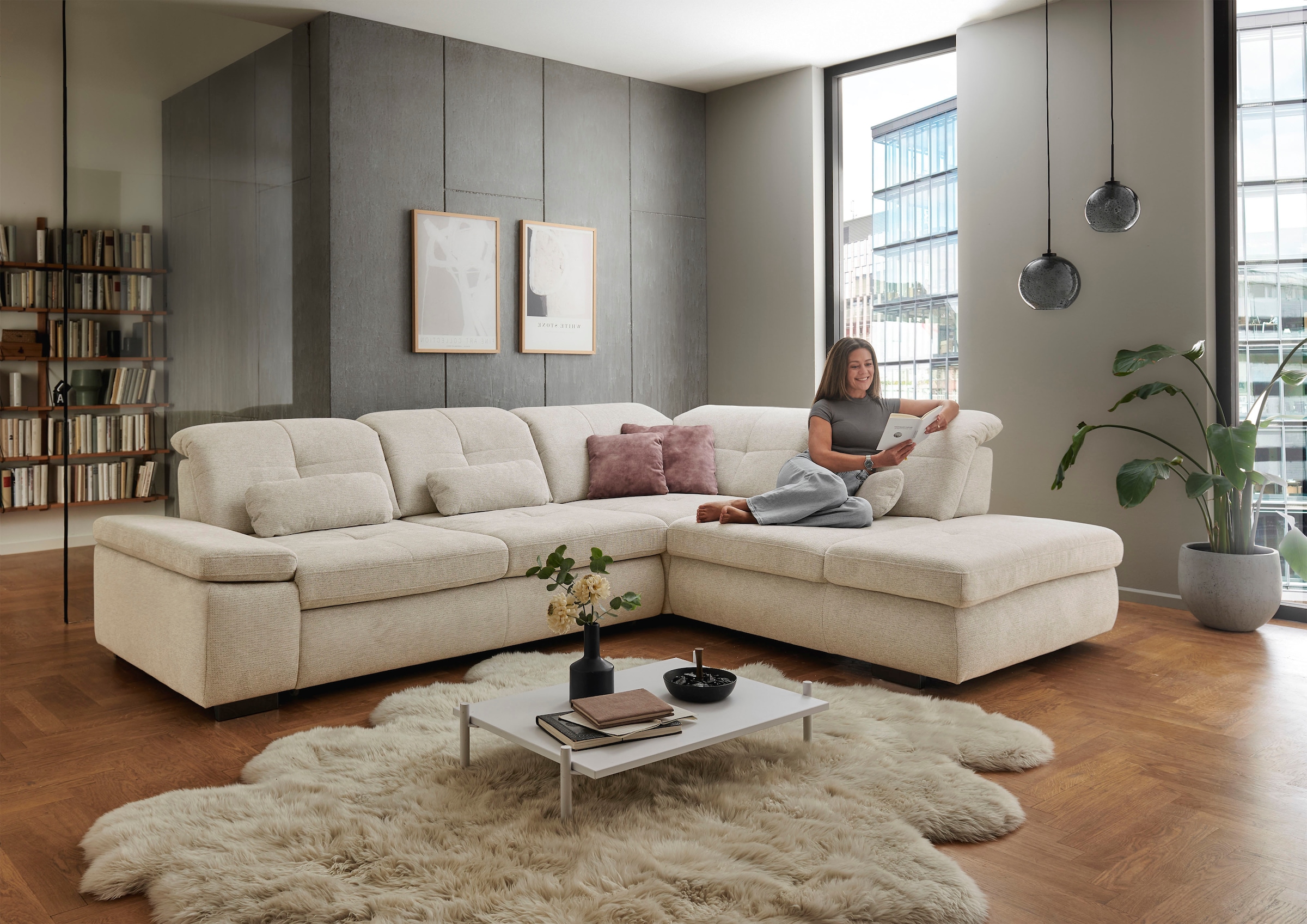 Die PlanBar Ecksofa »MP-IN16012 L-Form mit Federkern-Polsterung«, inkl. Sitztiefenverstellung, optional mit Funktionen