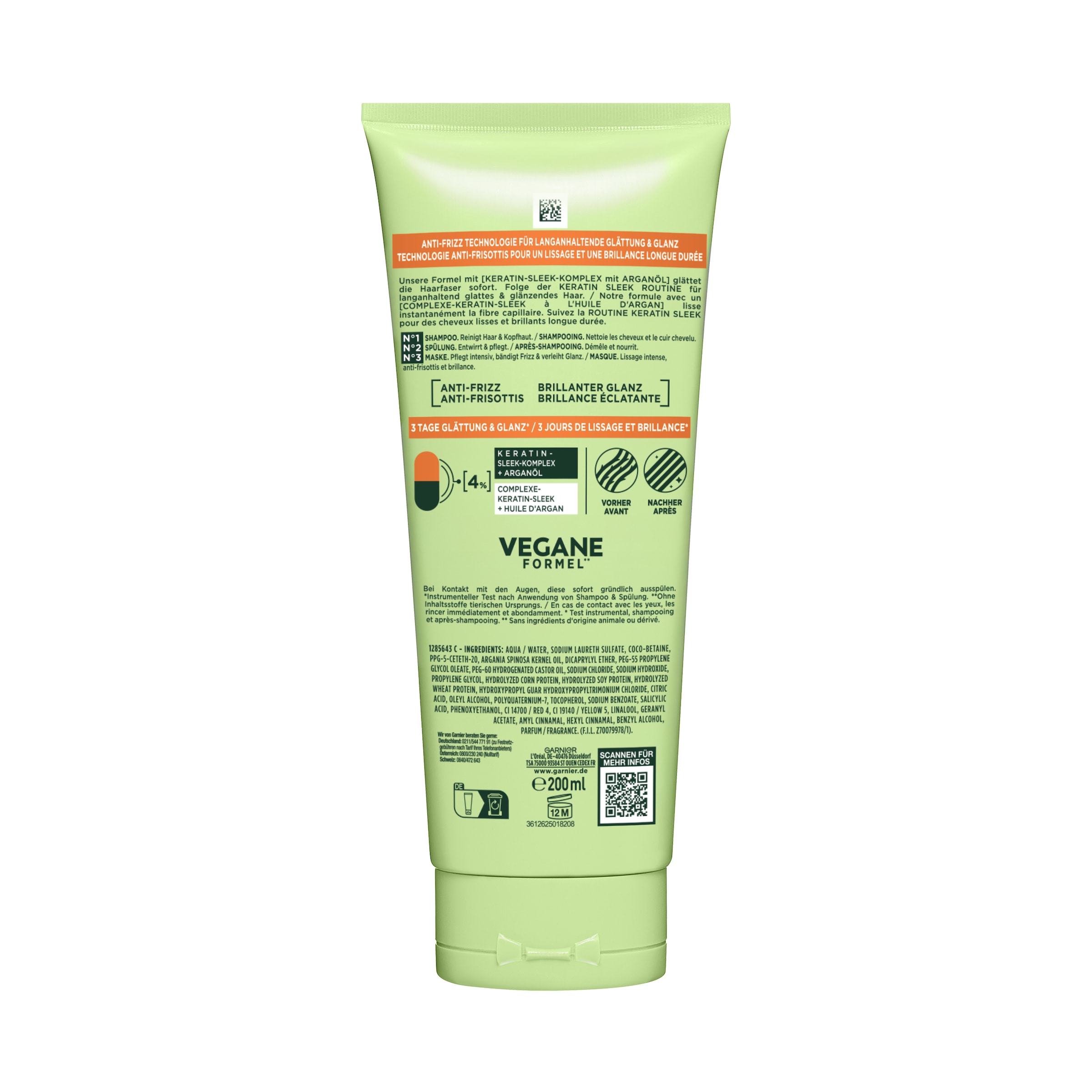 GARNIER Haarshampoo »FRUCTIS KERATIN SLEEK SHAMPOO« für trockenes, zu Frizz neigendes Haar, mit Keratin-Komplex