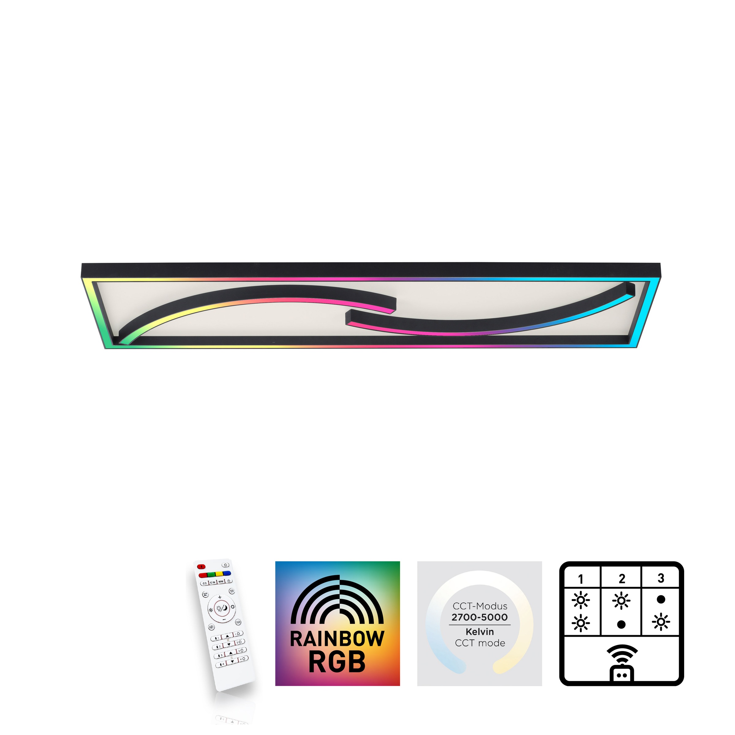 Paul Neuhaus Deckenleuchte »SERPENT«, 2 flammig, Leuchtmittel LED-Board-LED-Board | LED fest integriert-LED fest integriert, LED, CCT - über Fernbedienung, RGB-Rainbow, dimmbar, Funk inkl.