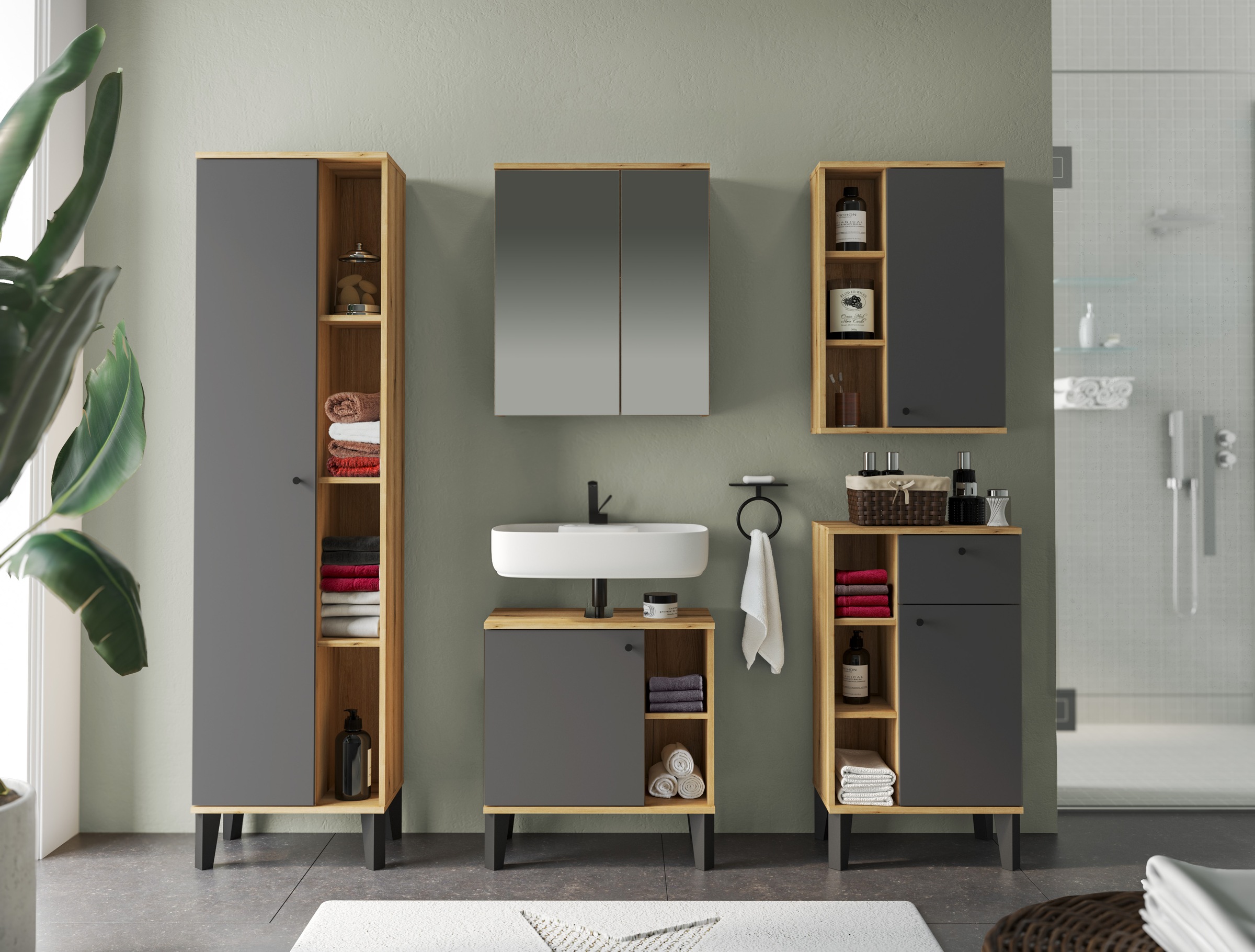 INOSIGN Badmöbel-Set »OSLO, Bad im skandinavischen Design, 5-teiliges Badez günstig online kaufen