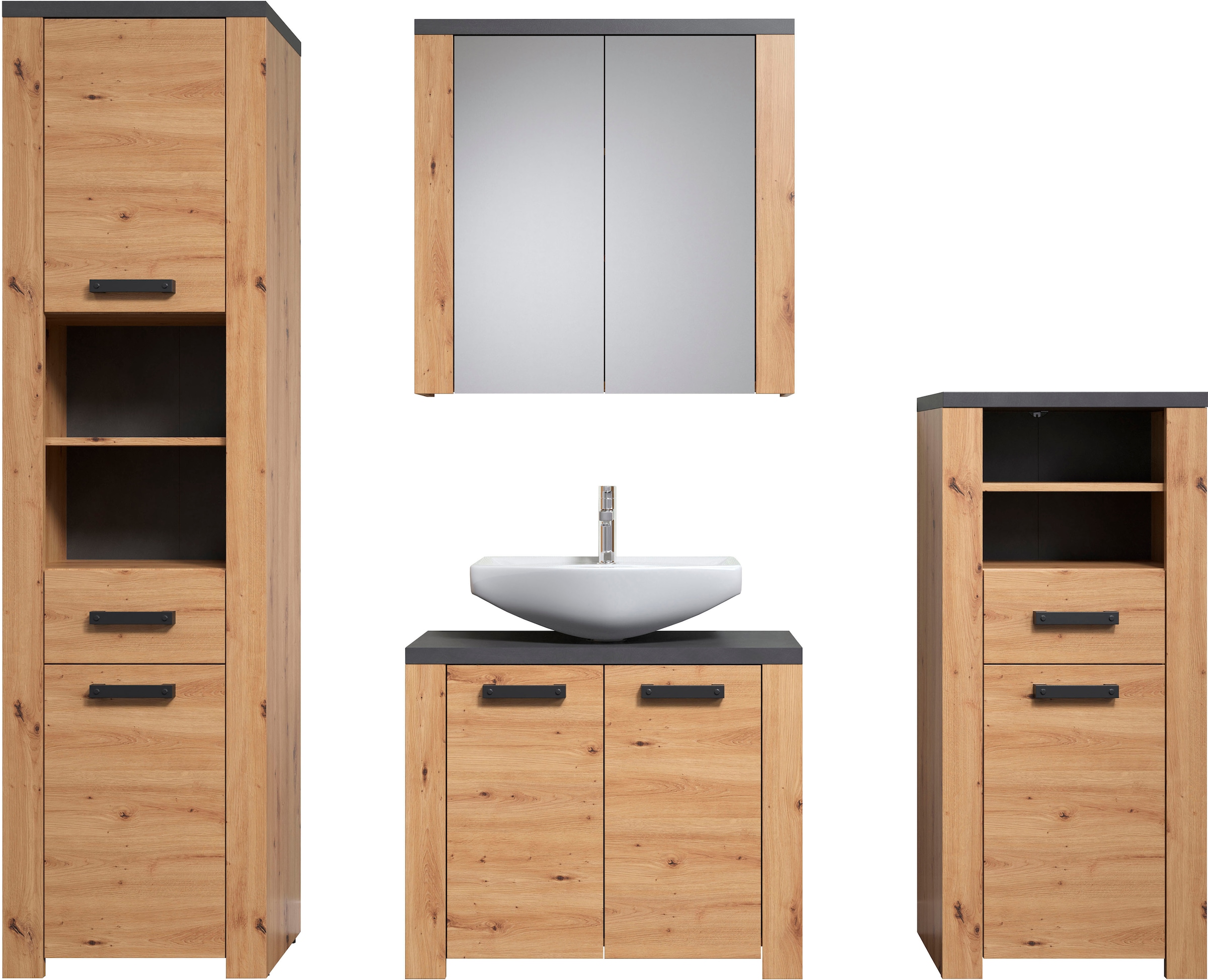 welltime Badezimmer-Set »Ambres«, (4 St.), Komplettset: Hochschrank, Spiege günstig online kaufen