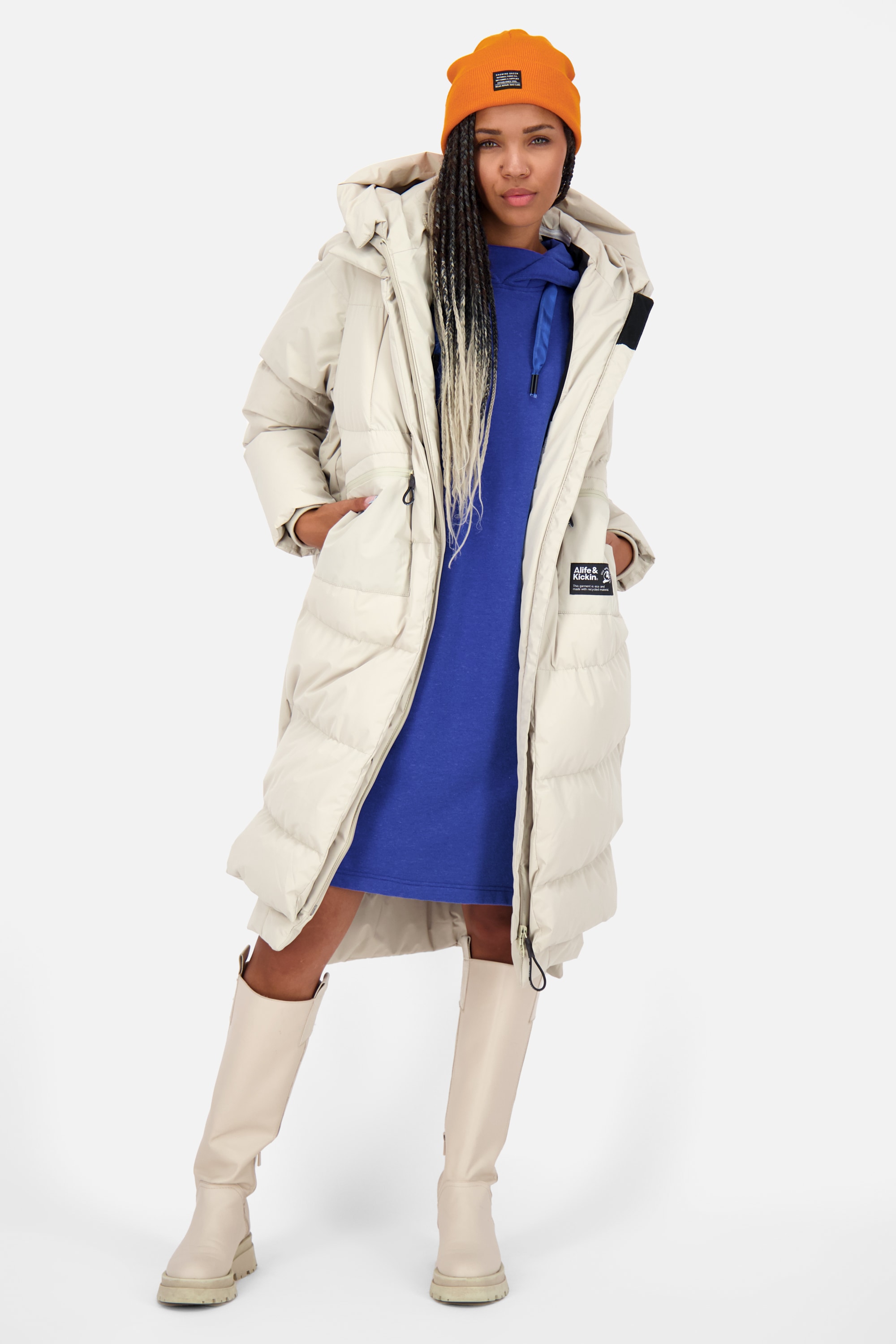 Alife & Kickin Winterjacke »Damen RihannaAK A«, mit Kapuze, Langer, warmer Wintermantel mit großer Kapuze und Fleece Innenfutter