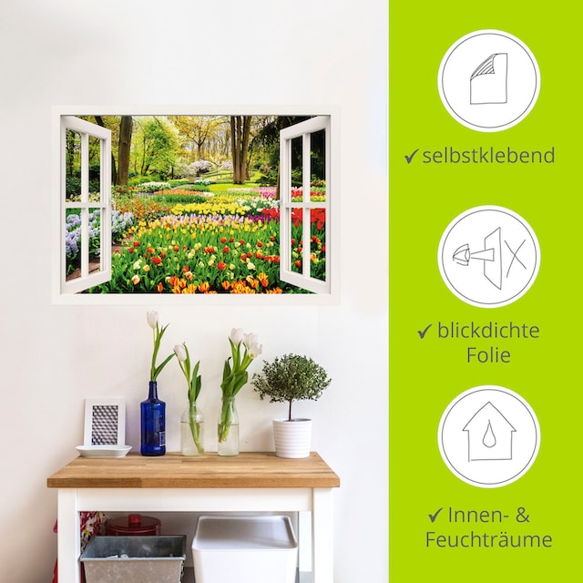 Artland Wandbild »Fensterblick Tulpen Garten Frühling«, Fensterblick, (1 St.)  auf Rechnung bestellen