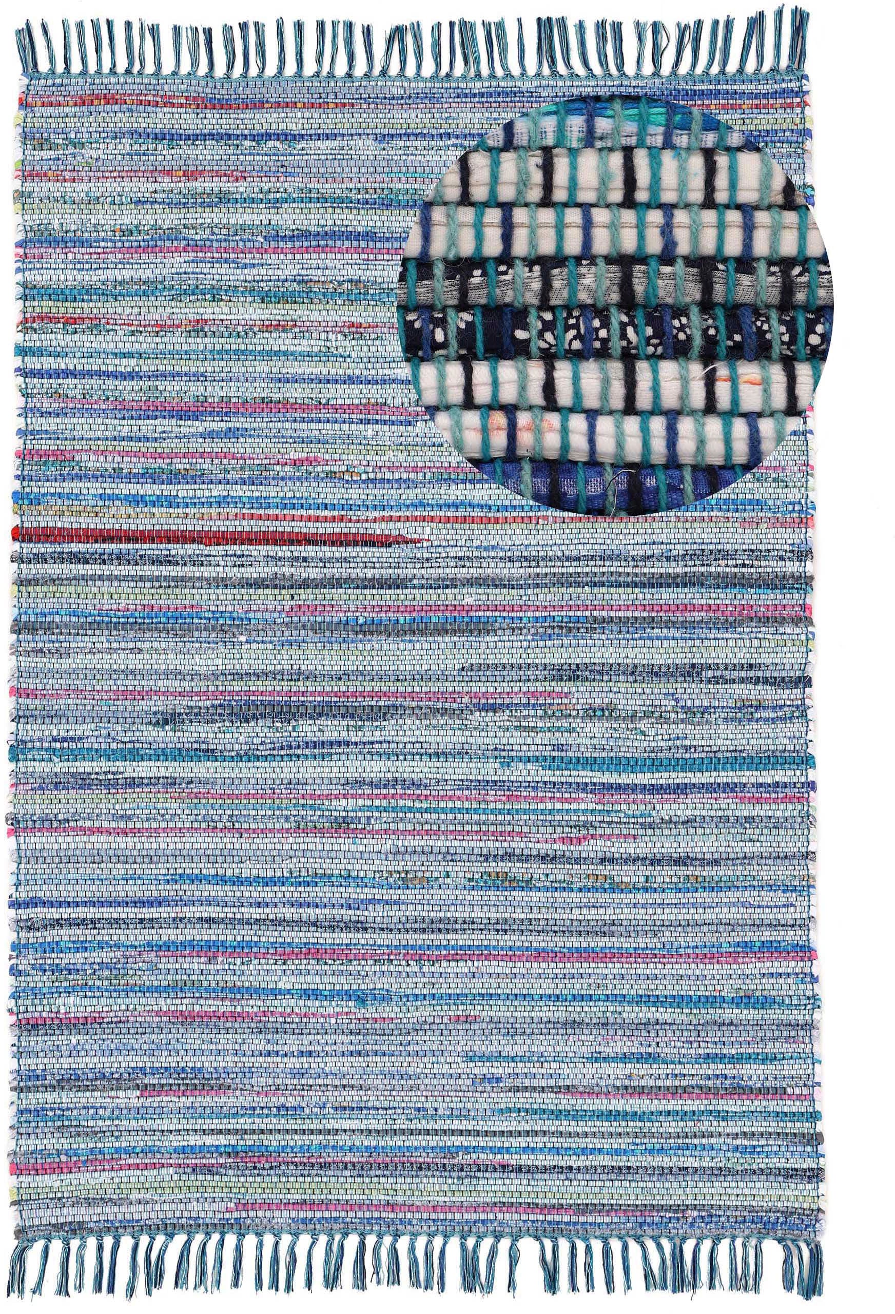 carpetfine Teppich »Kelim Chindi, Wendeteppich«, rechteckig, 6 mm Höhe, handgewebt, Fleckerlteppich mit Fransen, auch vielen in Läufergrößen
