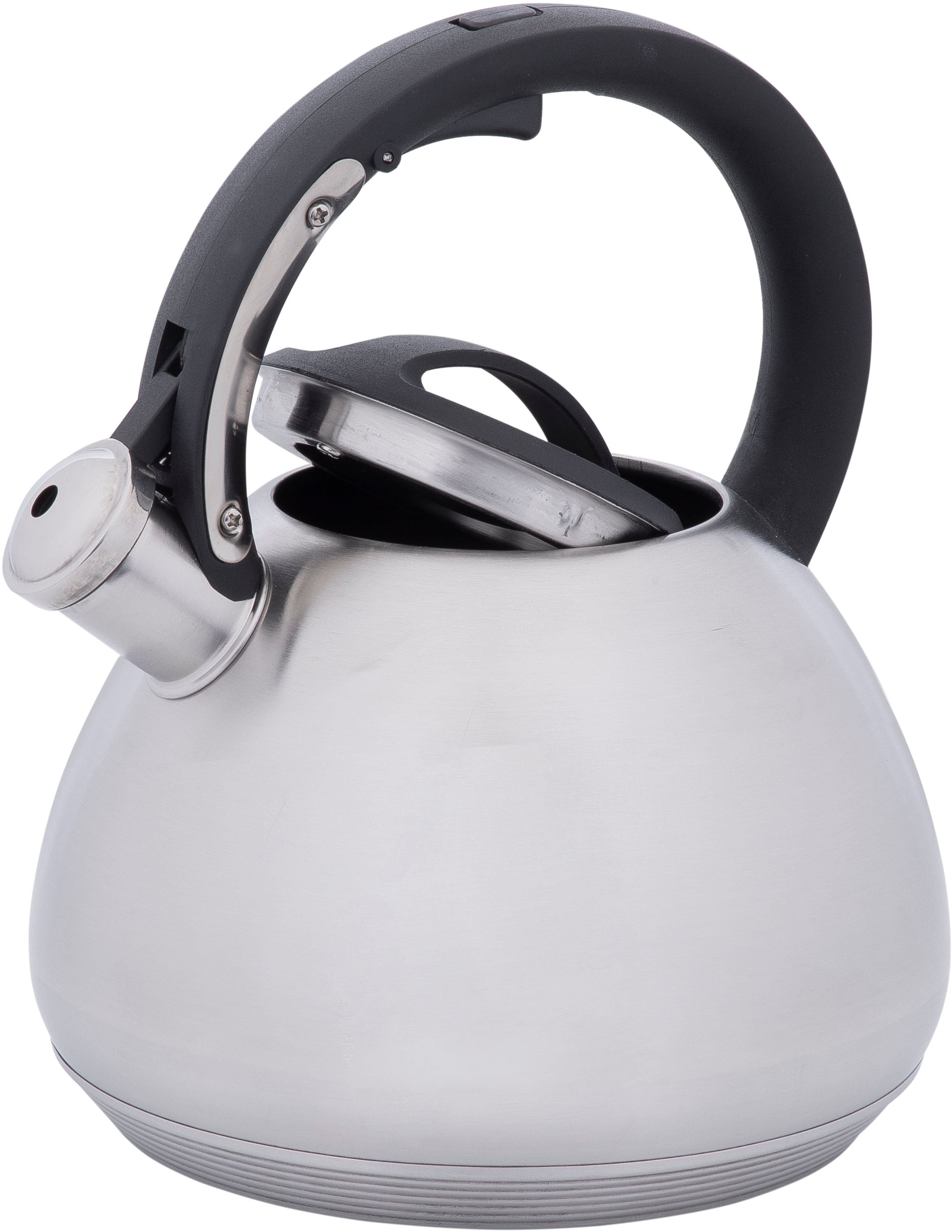 RESTO Kitchenware Wasserkessel »Lyra, Flötenkessel 2,7 l mit wärmespeicherndem Boden im Geschenkkarton«, Edelstahl, (1 tlg.), mit ergonomischem, wärmeableitenden Bakelit-Griff