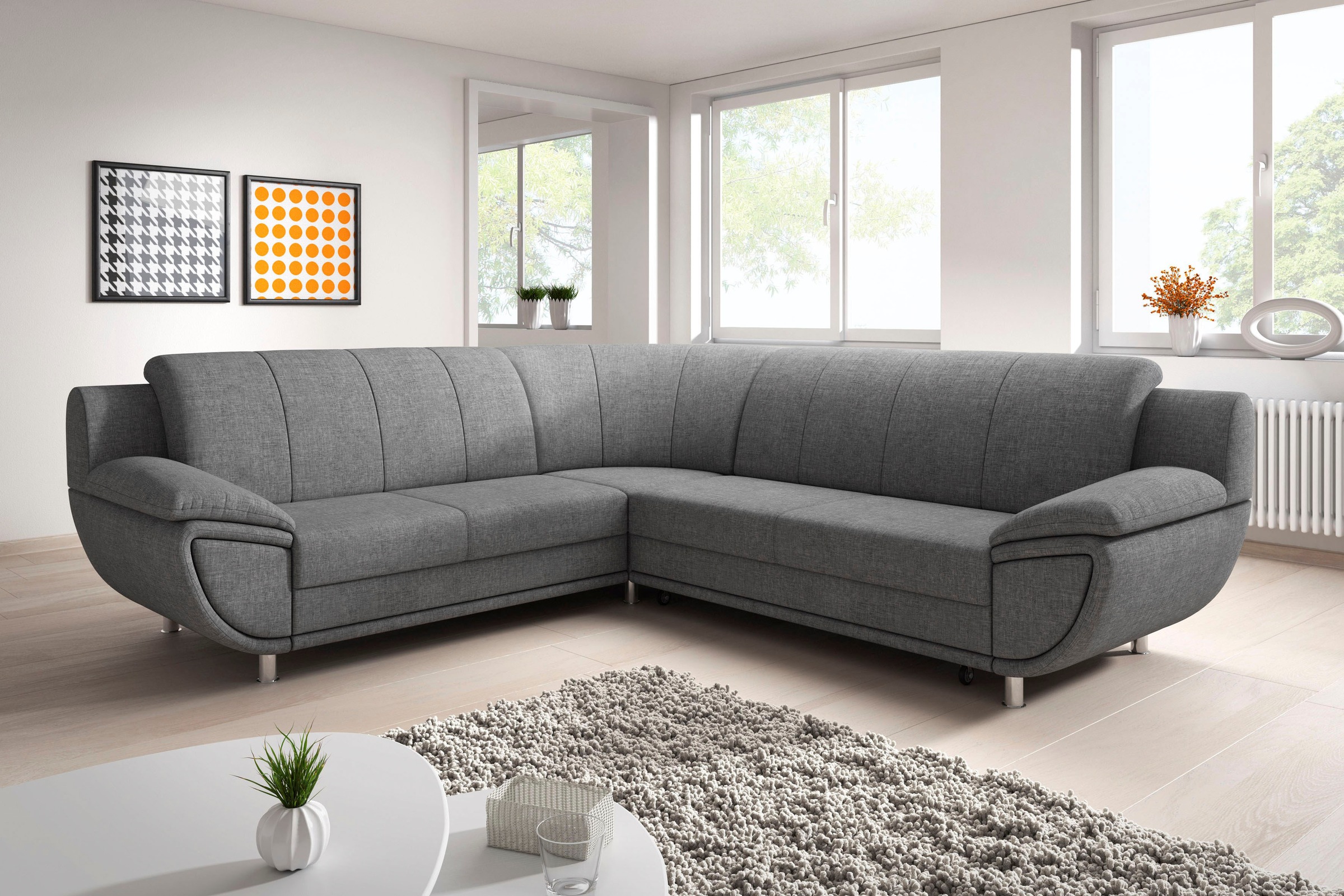 TRENDMANUFAKTUR Ecksofa "Rondo II, zeitlos & elegant, bequeme Armlehnen, L- günstig online kaufen