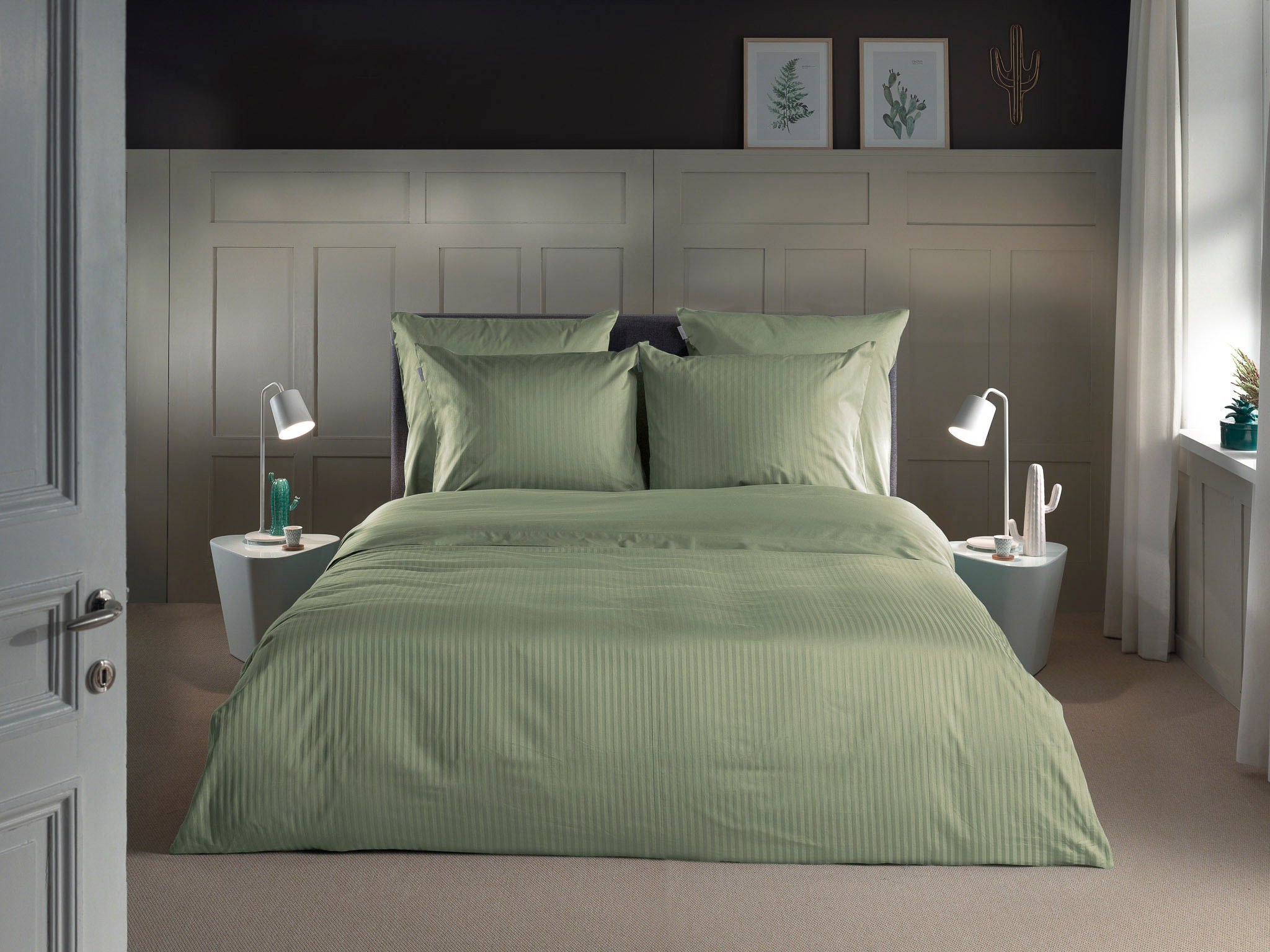 Heckett & Lane Bettwäsche »Banda« 2 Stk. tlg. hochwertiges Mako-Satin, Stre günstig online kaufen