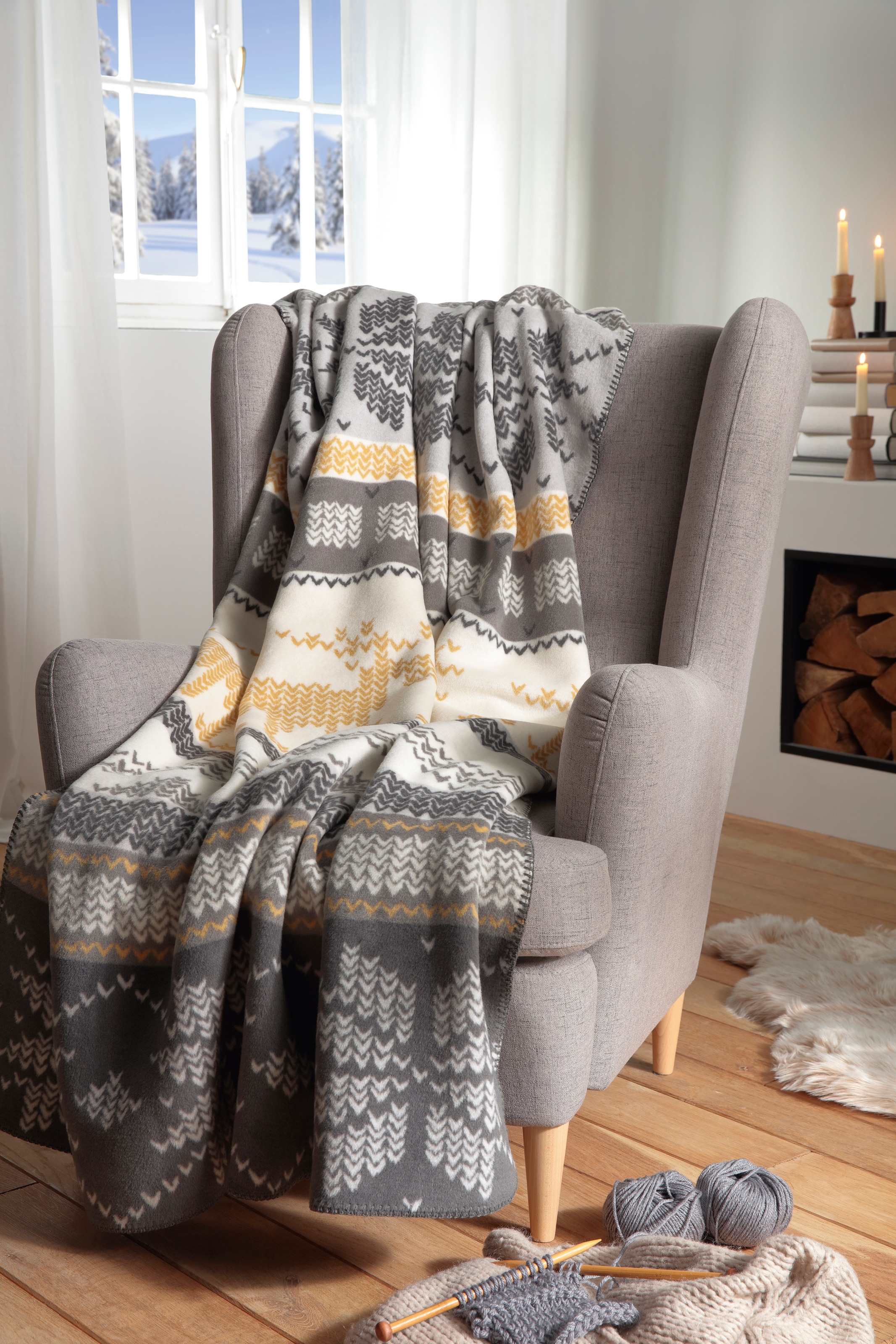 Biederlack Wohndecke »Wohndecke Winter Knit«, mit winterlichem Design günstig online kaufen