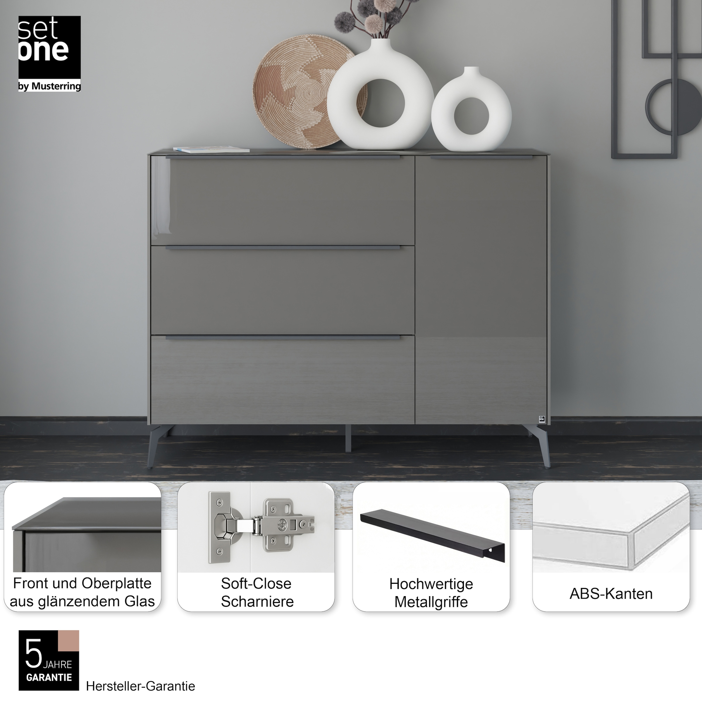 set one by Musterring Sideboard »Reno« 1 Stk. tlg. Mit Winkelfuß in diversen Farben, 109 cm Höhe & Farbauswahl