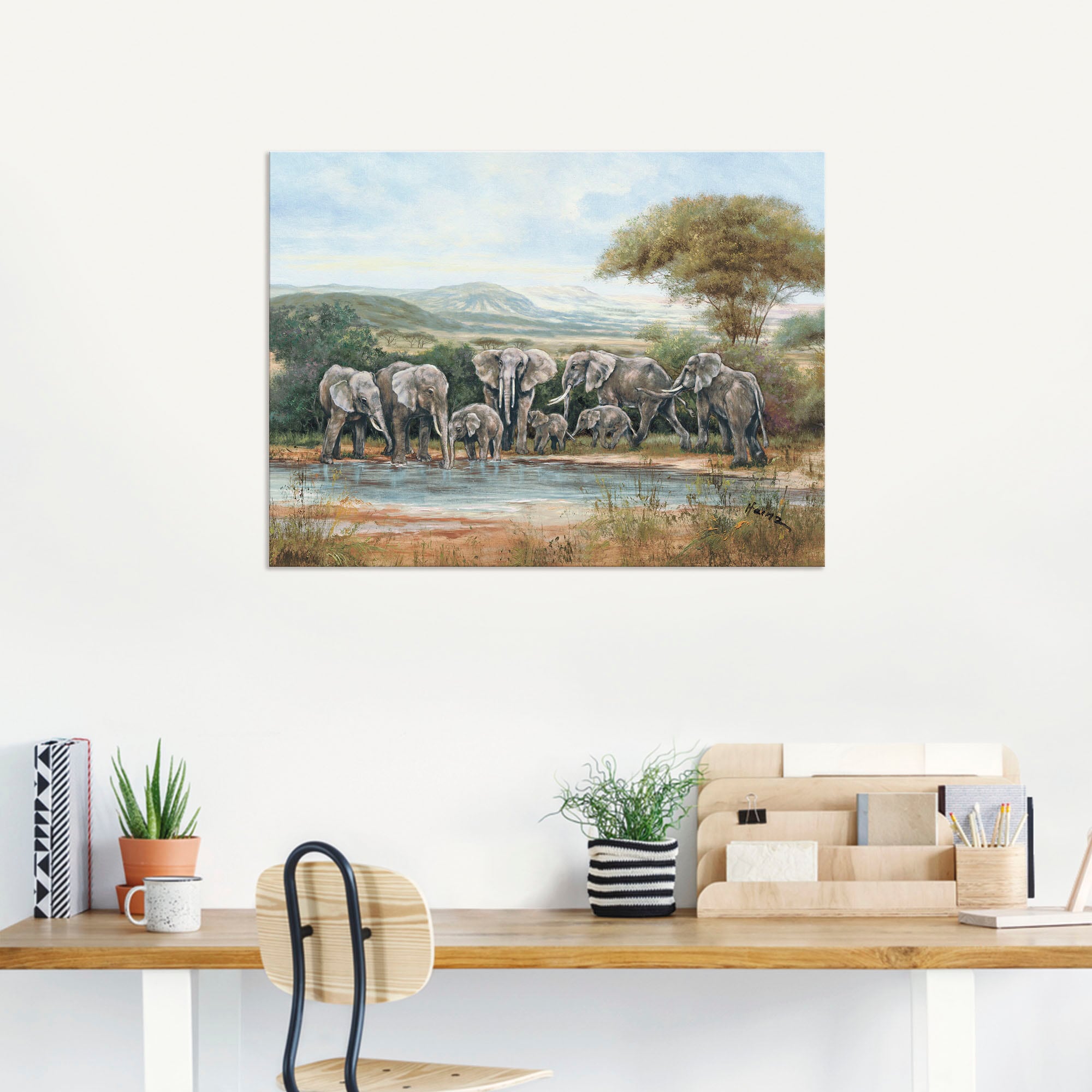 Artland Wandbild »Elefantenfamilie«, Elefanten Bilder, (1 St.), als Alubild, Outdoorbild, Wandaufkleber in verschied. Größen
