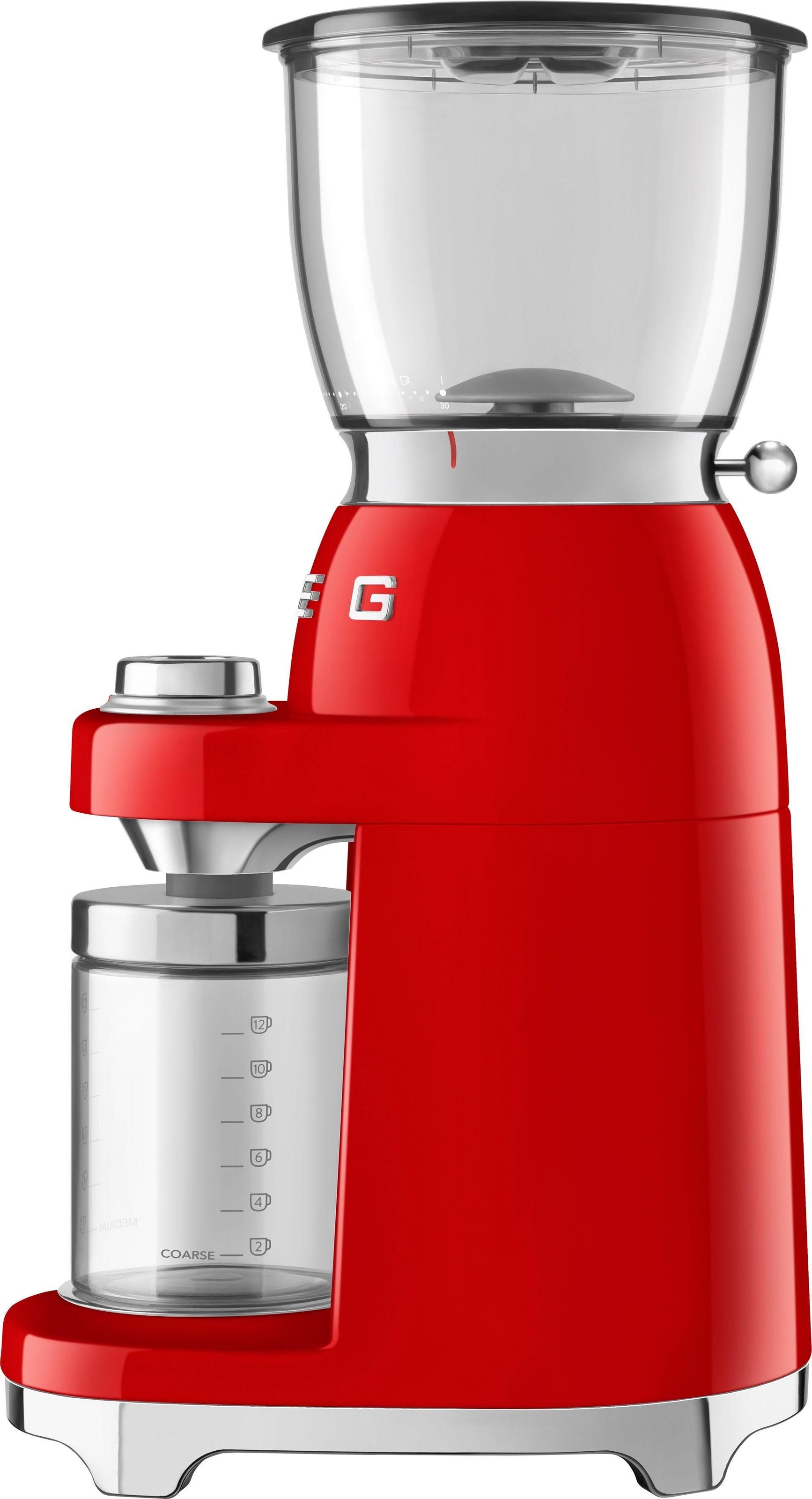 Smeg Kaffeemühle »CGF01RDEU«, 150 W, Kegelmahlwerk, 350 g Bohnenbehälter