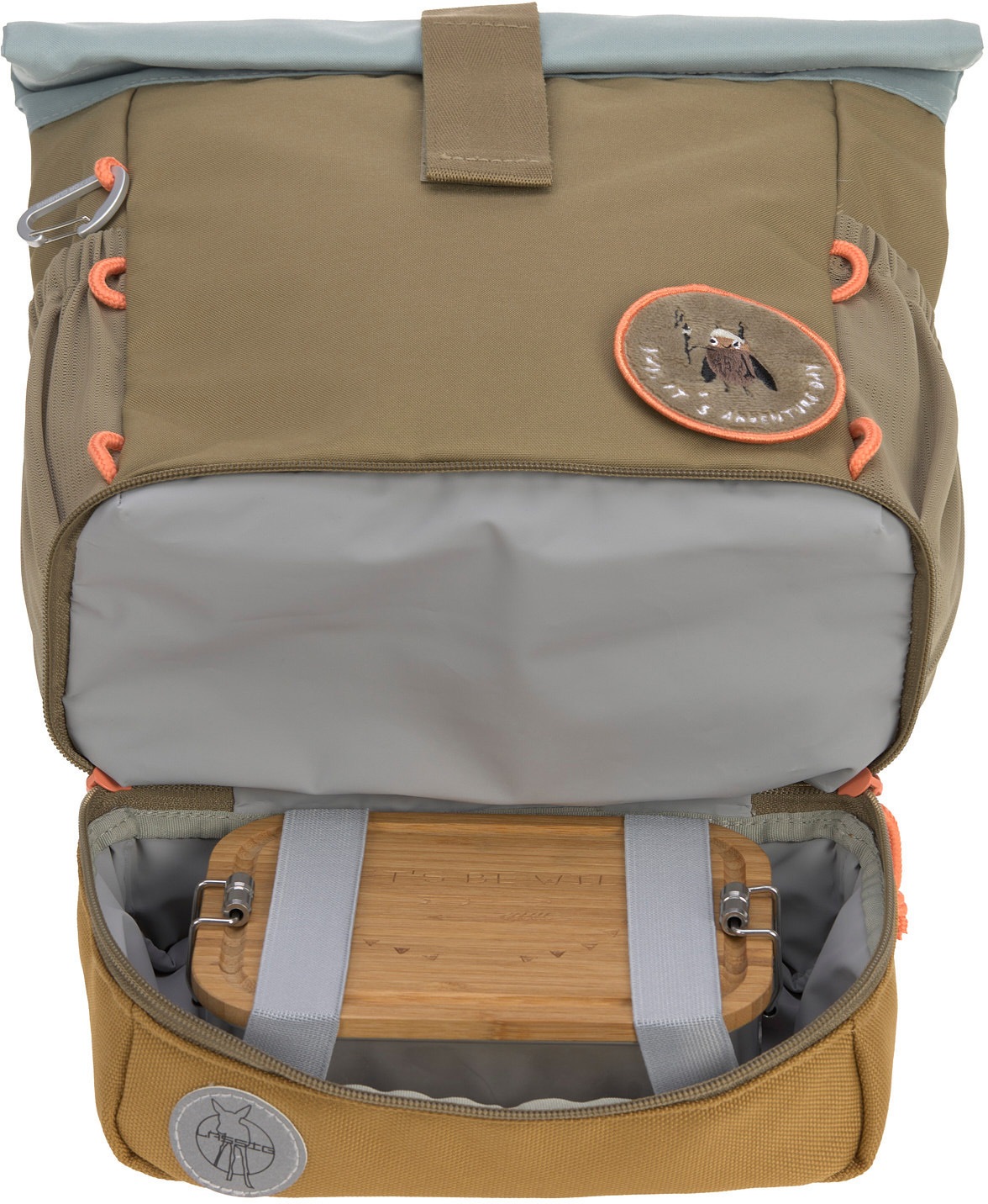 LÄSSIG Kinderrucksack »Nature, Mini Rolltop Backpack, Olive«, Reflektoren, aus recycelten PET-Flaschen
