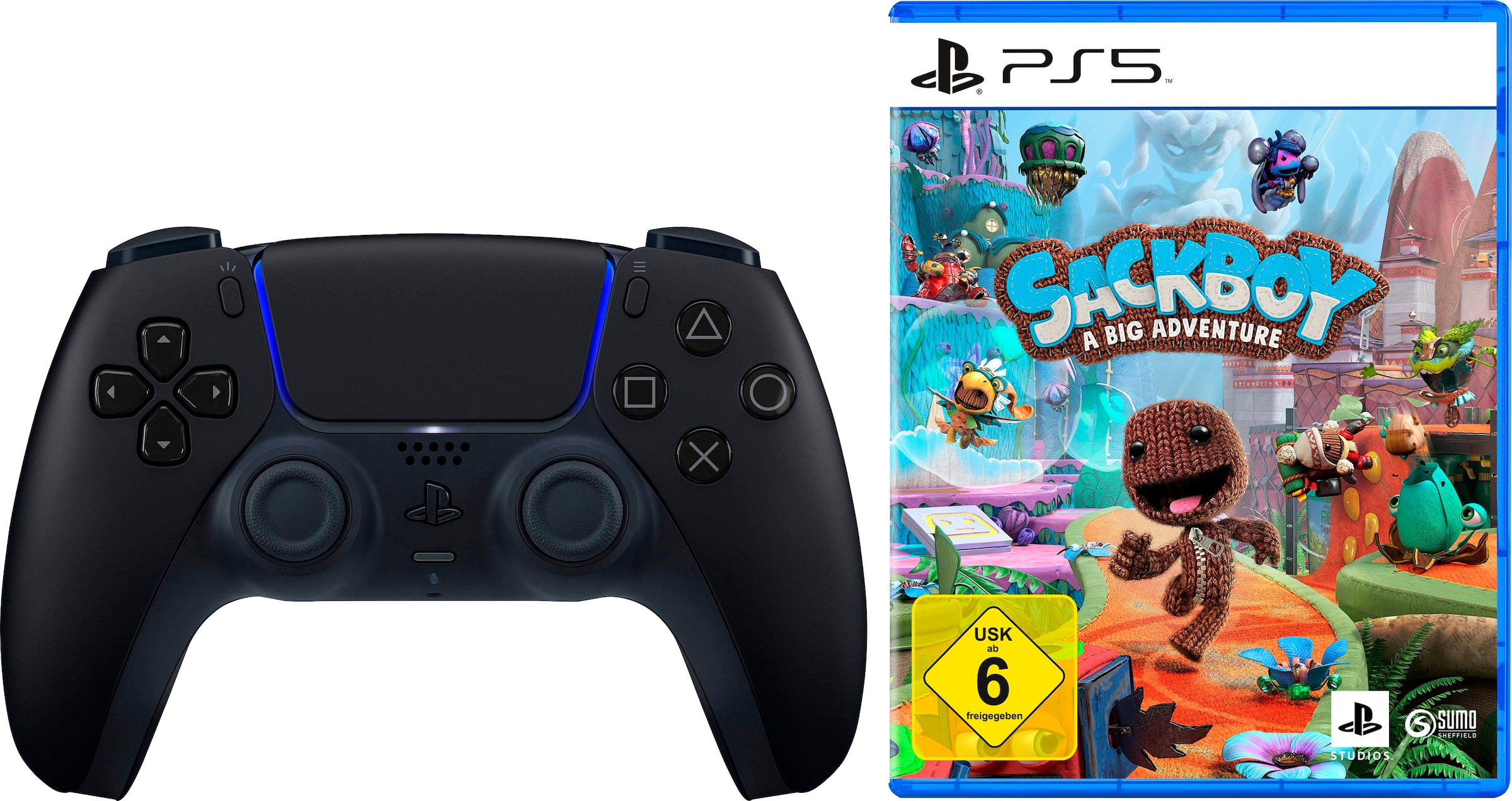 Bild von PlayStation 5 Wireless-Controller »DualSense Midnight Black«, inkl. Sackboy: A Big Adventure