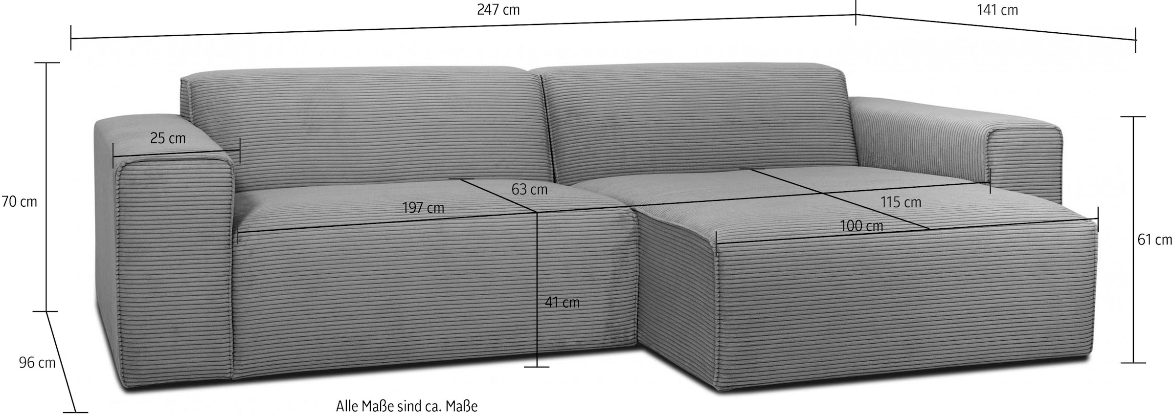 INOSIGN Ecksofa »Clayton«, in einem trendigen Cord-Bezug, verschiedene Kombinationen verfügbar