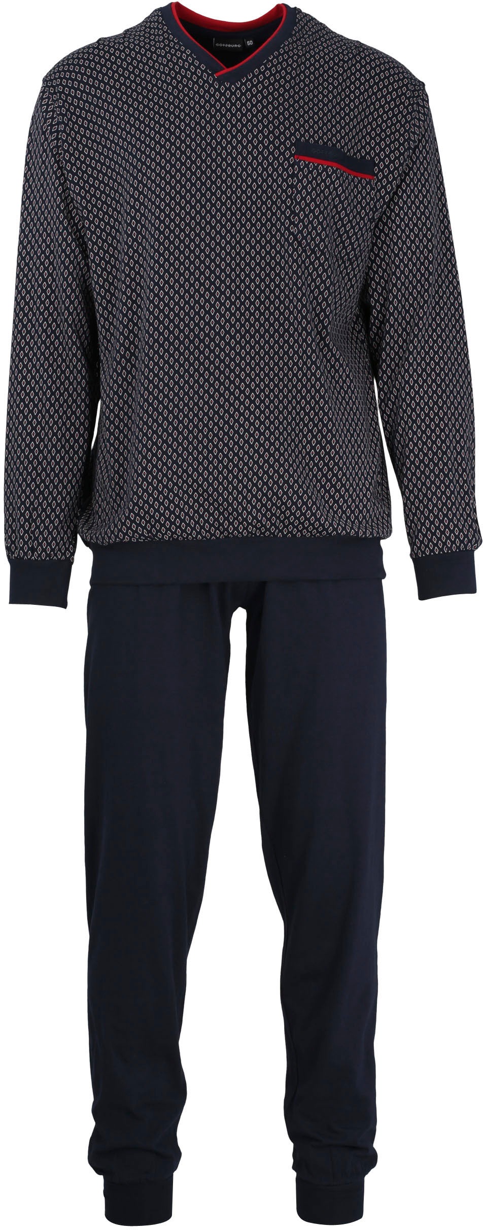 GÖTZBURG Pyjama »Manhattan«, (2 tlg.), V-Ausschnitt, Brusttasche