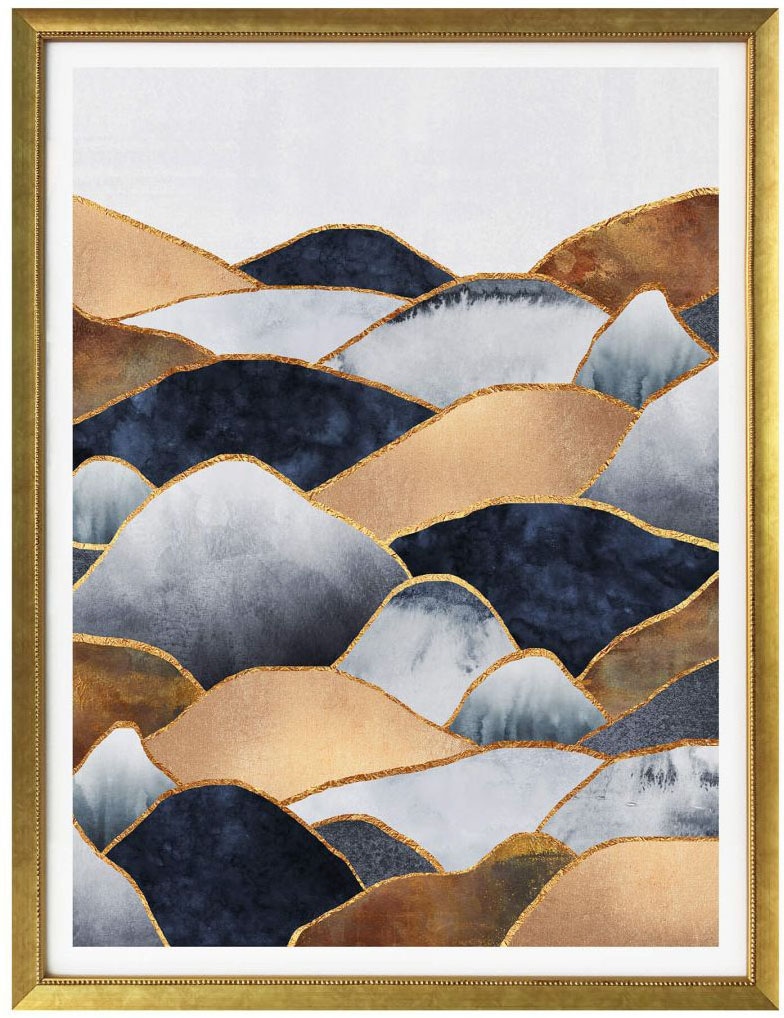 Wall-Art Poster »Gold Effekt Berge Goldene Hügel«, Berge, (1 St.), Poster,  Wandbild, Bild, Wandposter auf Raten bestellen | Poster