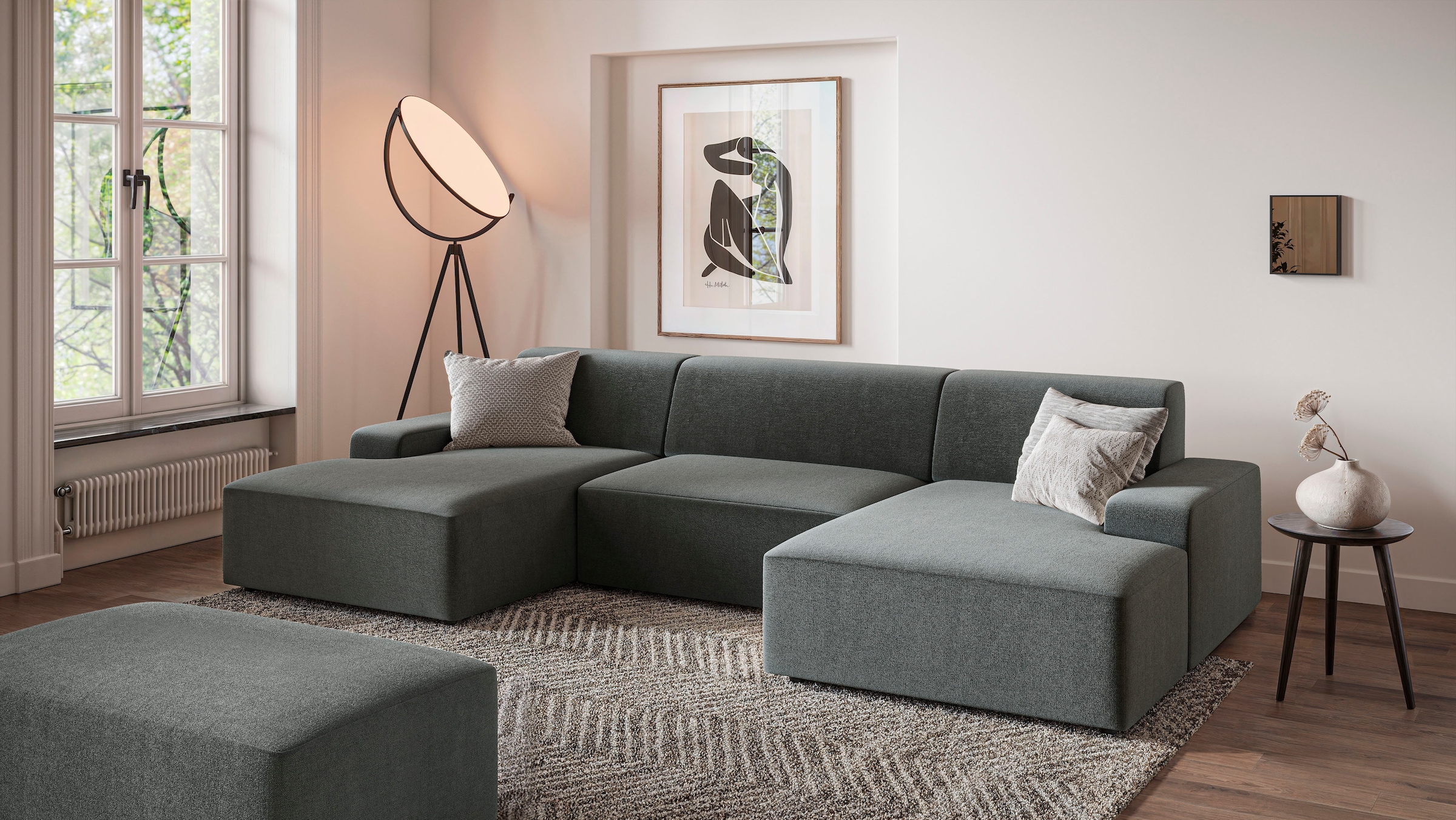 TRENDMANUFAKTUR Hocker »Wien, XXL Polsterhocker, passende Ergänzung zur Serie« in trendigem Cordstoff, großzüge Breite von 112 cm