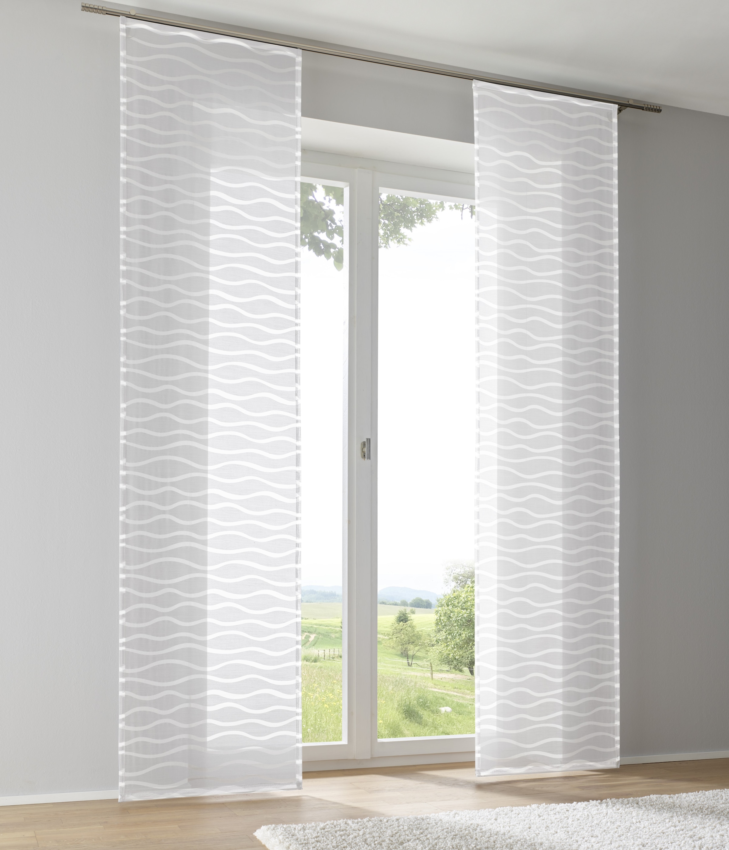 Kutti Schiebegardine »Enya«, (1 St.), Ausbrenner Welle transparent uni günstig online kaufen