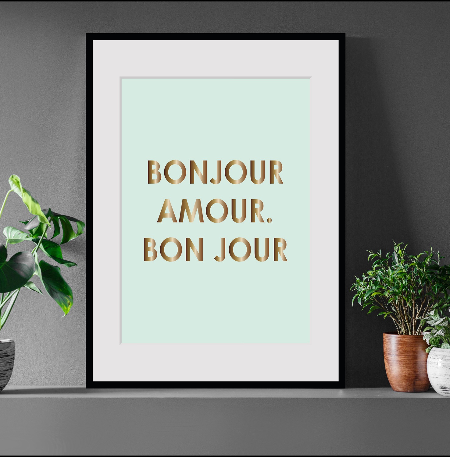 queence Bild »BONJOUR«, Sprüche & Texte, Spruch, gerahmt günstig online kaufen