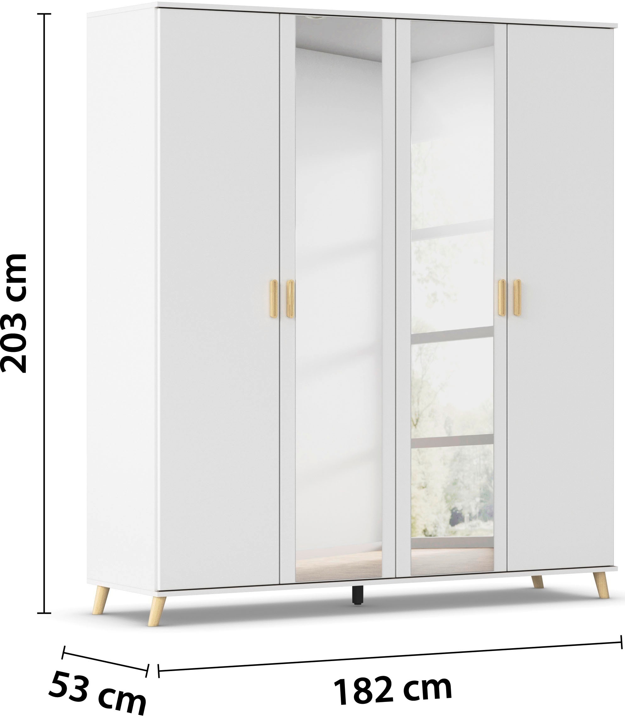 rauch Kleiderschrank »Ottos Choice Skandi Kinderzimmer Bestseller Schlafzimmerschrank FALUN« Breite 137/182, Höhe 203 cm,  im modernen Skandi-Look, Füße/Griffe Eiche massiv MADE IN GERMANY