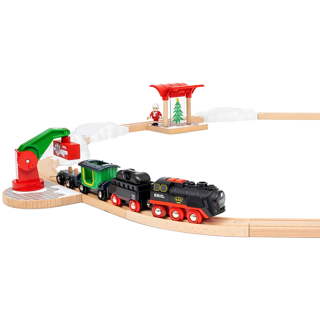 BRIO® Spielzeug-Eisenbahn »BRIO® WORLD, Batterie-Dampflok Weihnachts-Set«, (Set)