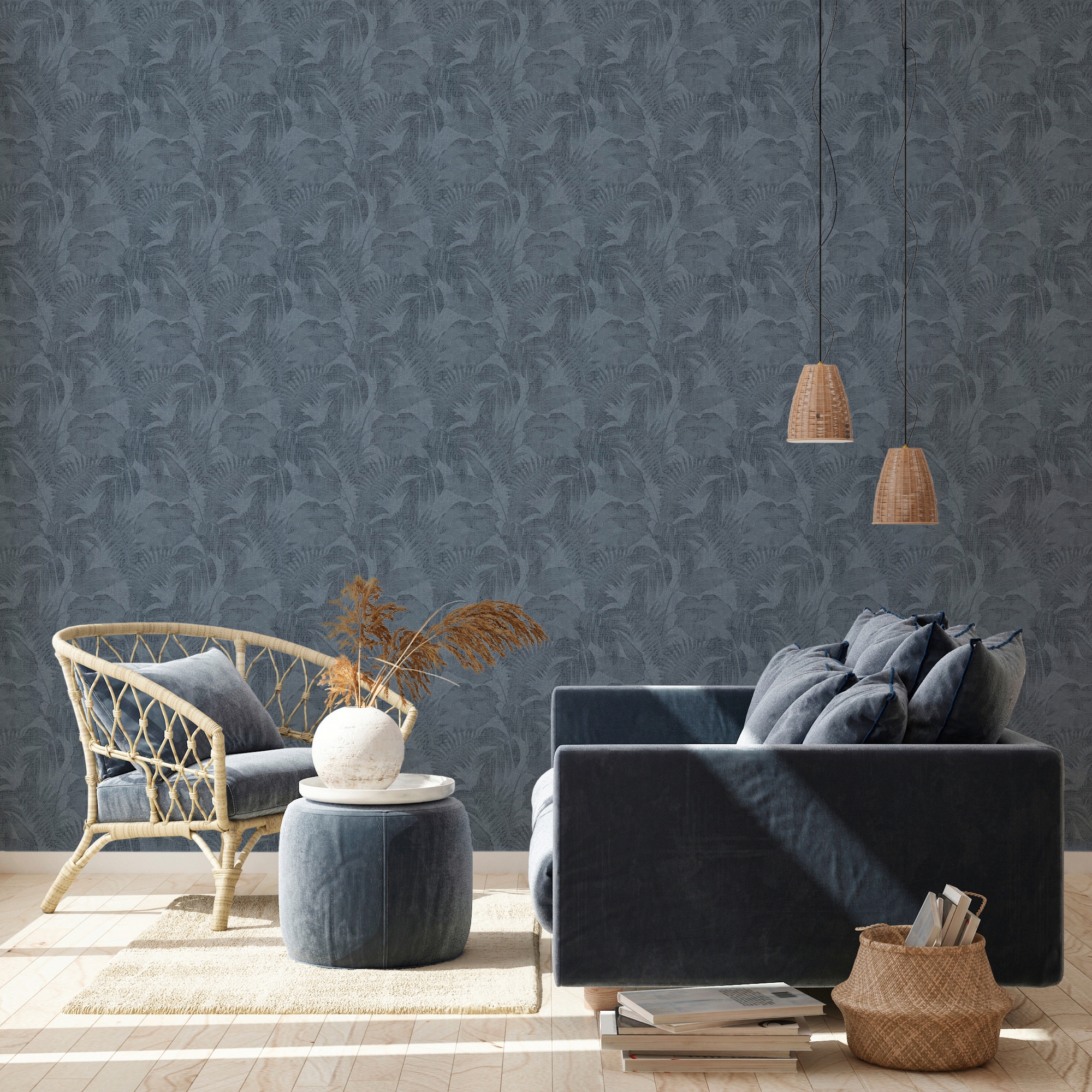 living walls Vliestapete »New Walls Cosy & Relax mit Palmenblättern«, floral-botanisch-Wald, Palmentapete Tapete Dschungel Tapeten Wohnzimmer Schlafzimmer Küche