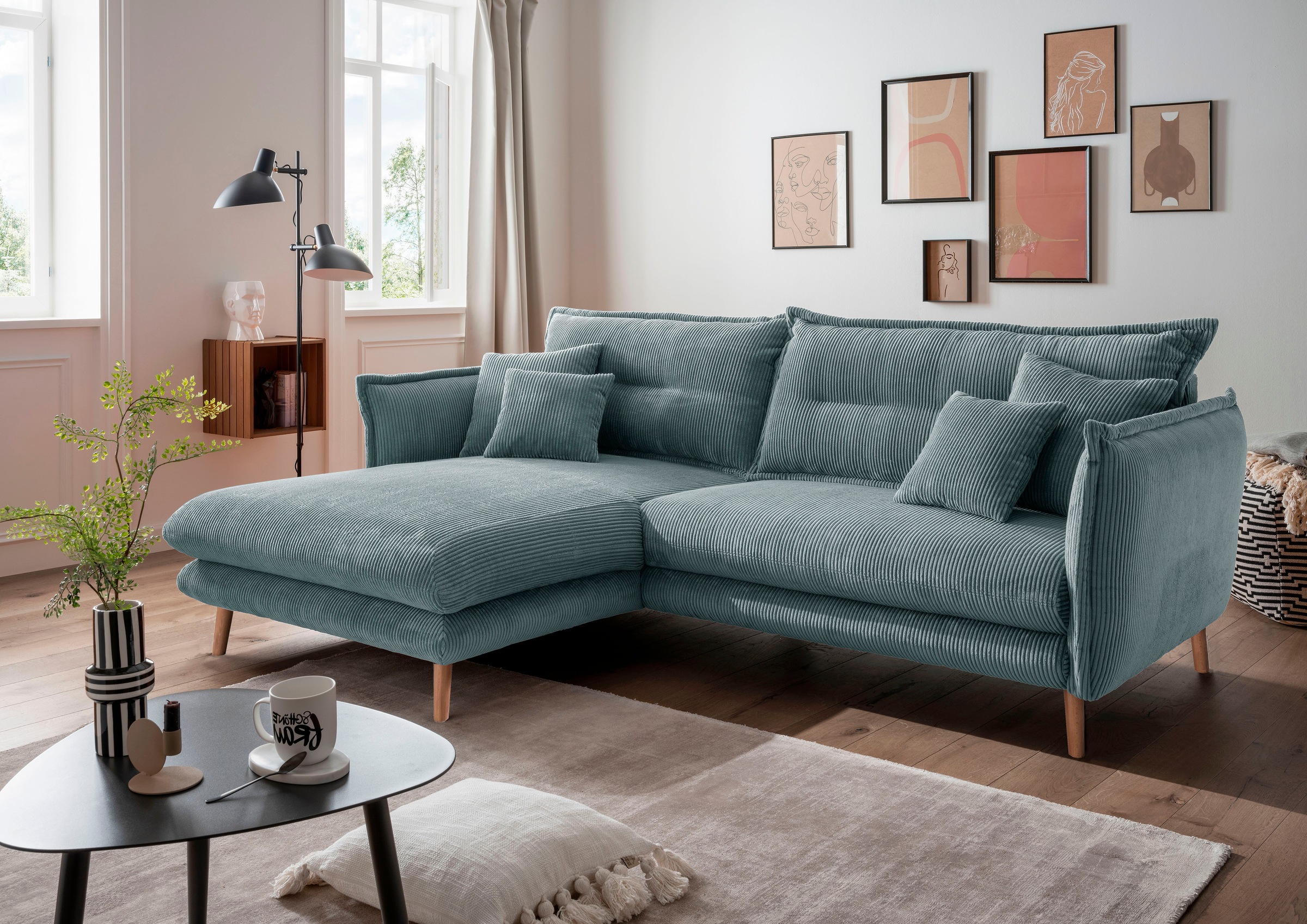 INOSIGN Ecksofa »Lazio modern und bequem, schmale Armlehnen, tolle Detailve günstig online kaufen