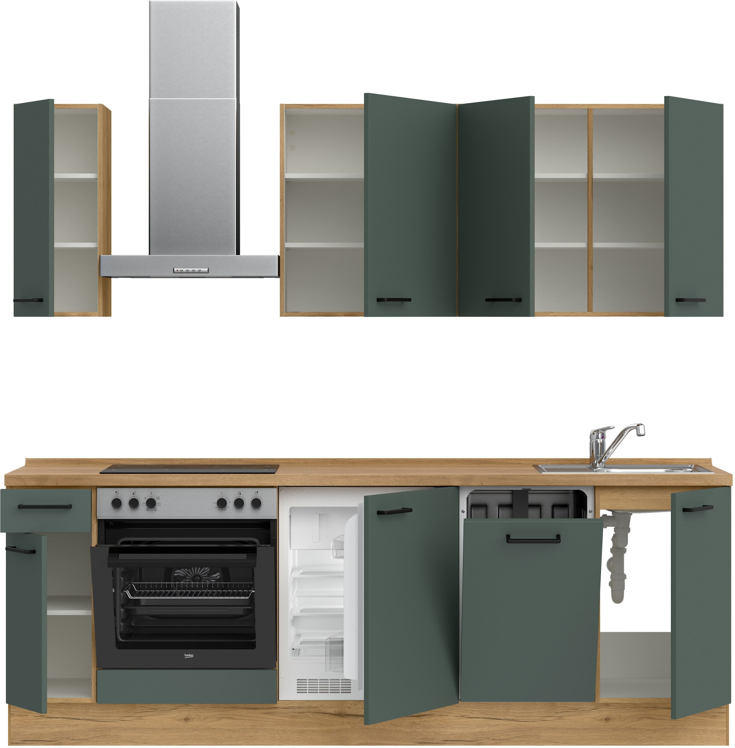 nobilia® Küchenzeile »"Easytouch I"«, vormontiert, Ausrichtung wählbar, Breite 240 cm, wahlw. mit E-Geräten