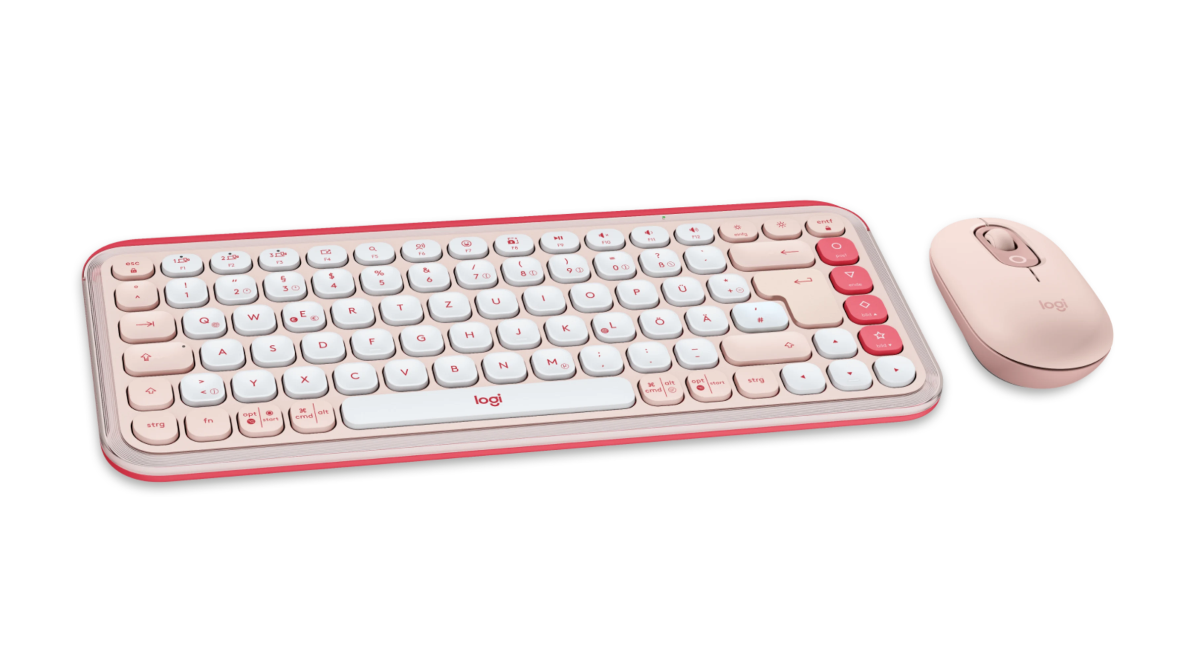 Logitech Gaming-Tastatur »POP ICON COMBO - ROSE - DEU - CENTRAL-419«, Hergestellt aus recyceltem Kunststoff