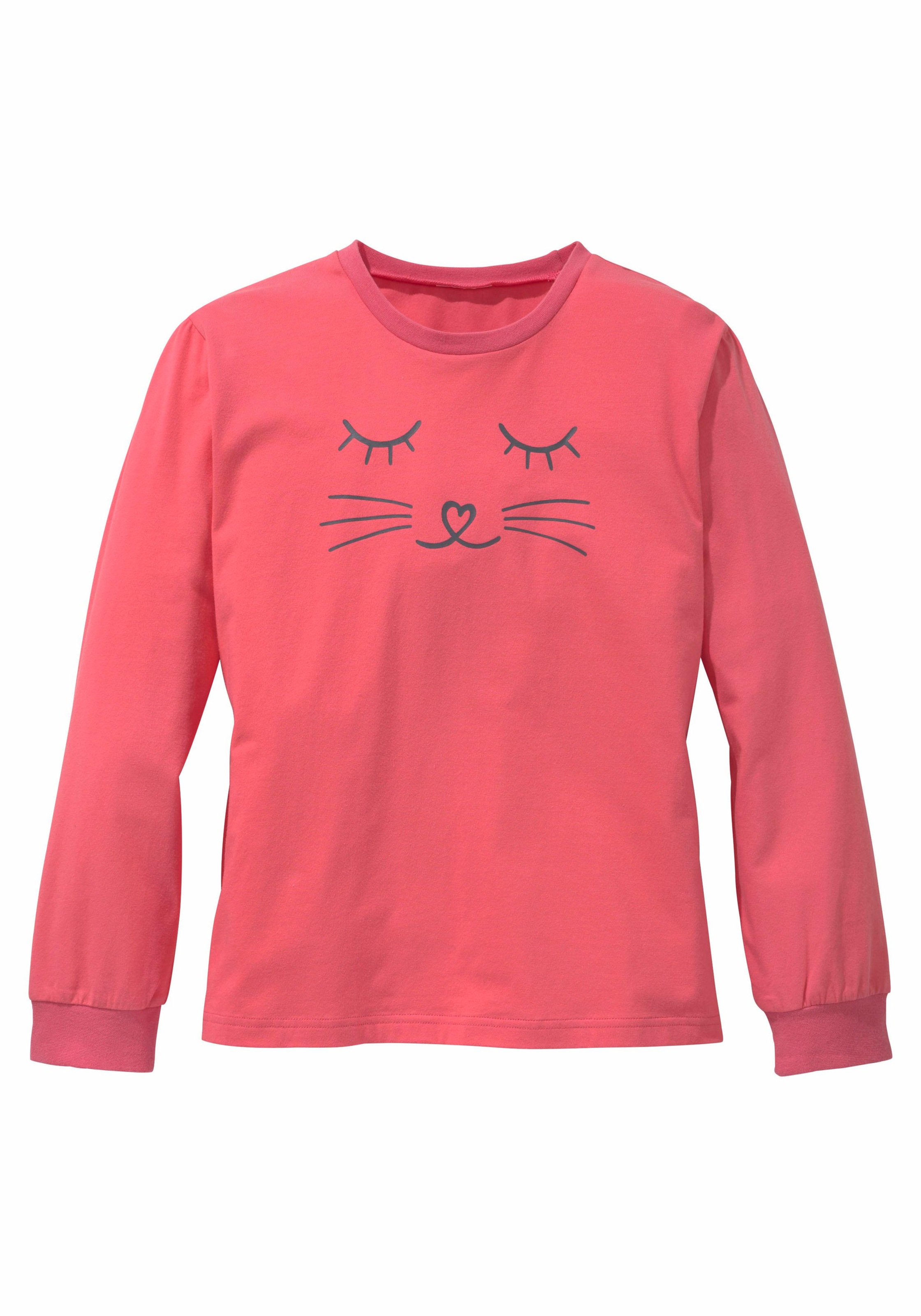 Vivance Pyjama, (2 tlg., 1 Stück), Schlafanzug in langer Form mit Cat Print