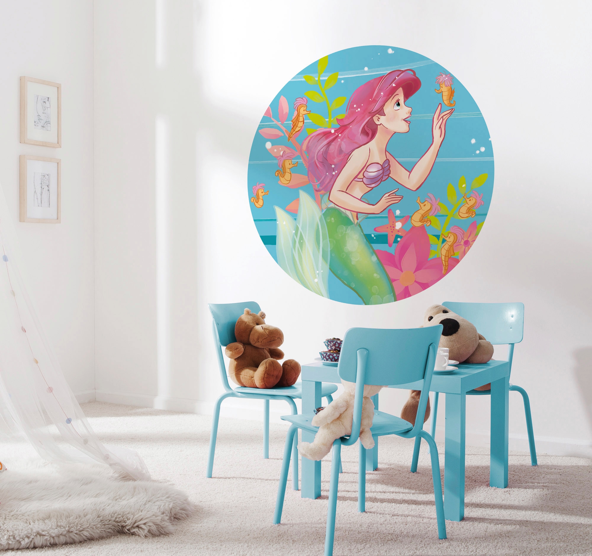 Komar Fototapete »Vlies selbstklebend - Ariel Seahorses - Größe 125 x 125 cm«, bedruckt, Kinderzimmer