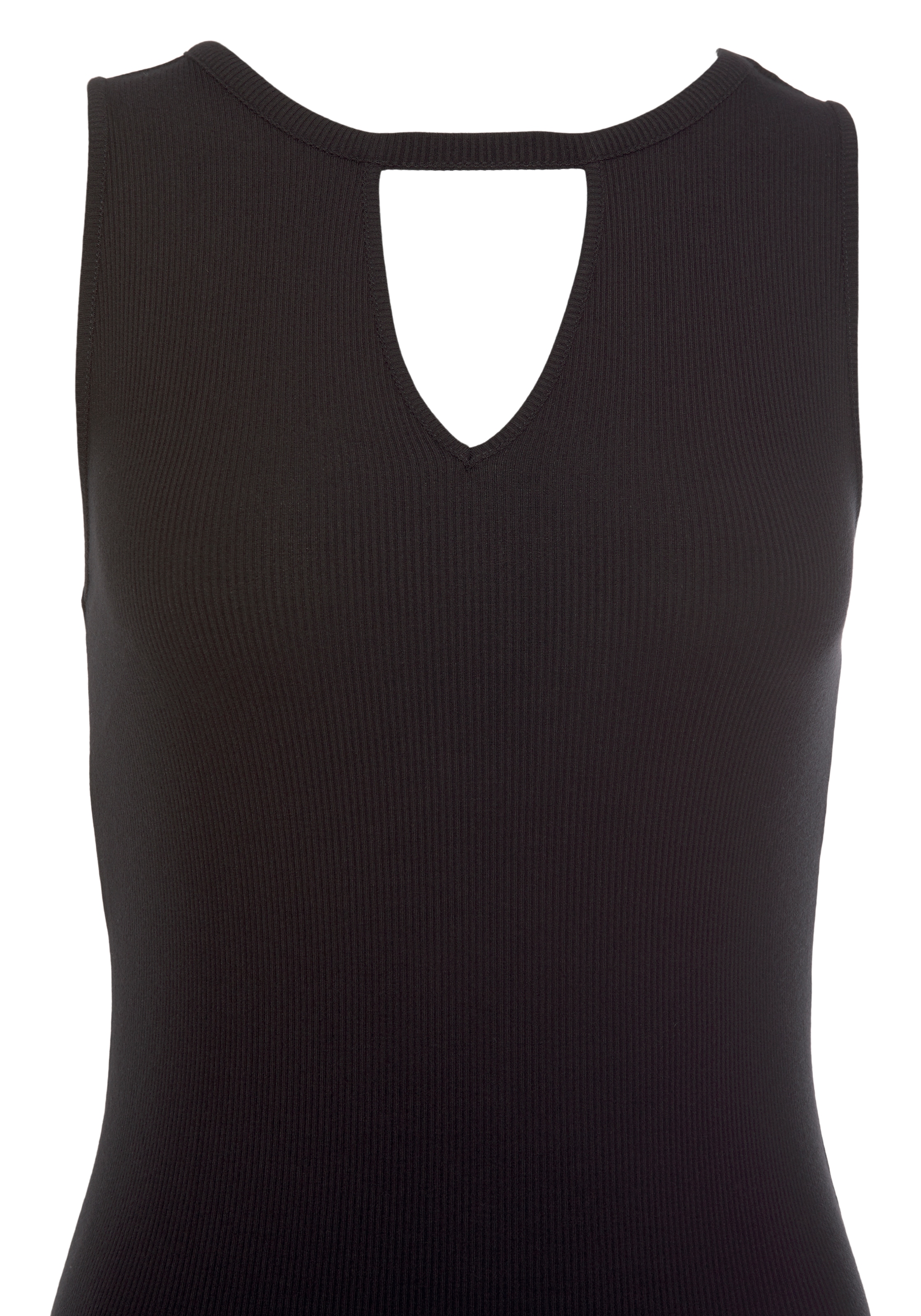 Buffalo Midikleid aus weicher Rippware mit Cut-Out am Ausschnitt, Sommerkleid