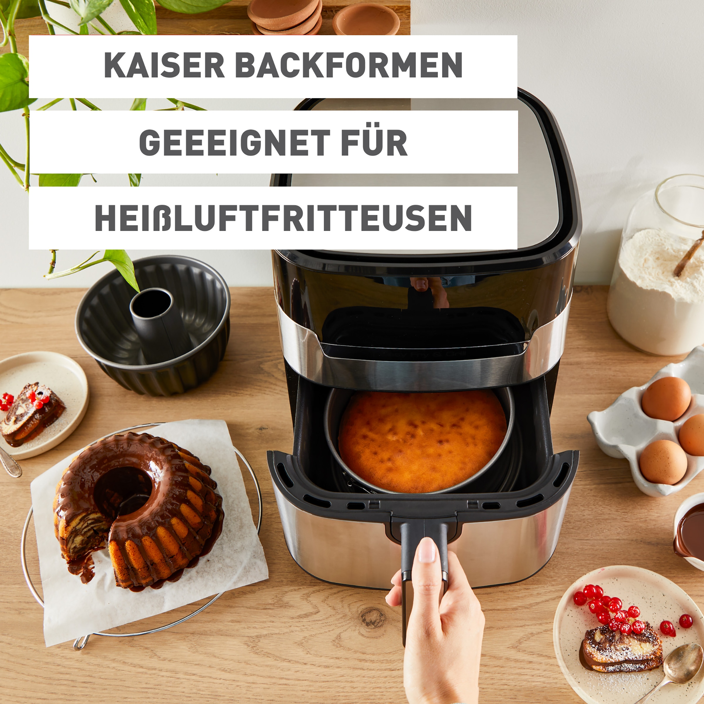 Kaiser Backformen Gugelhupfform »Inspiration«, (1 St.), Mini Napfkuchen/Topfkuchen/Aschkuchen/Gugelhupf, antihaftbeschichtet