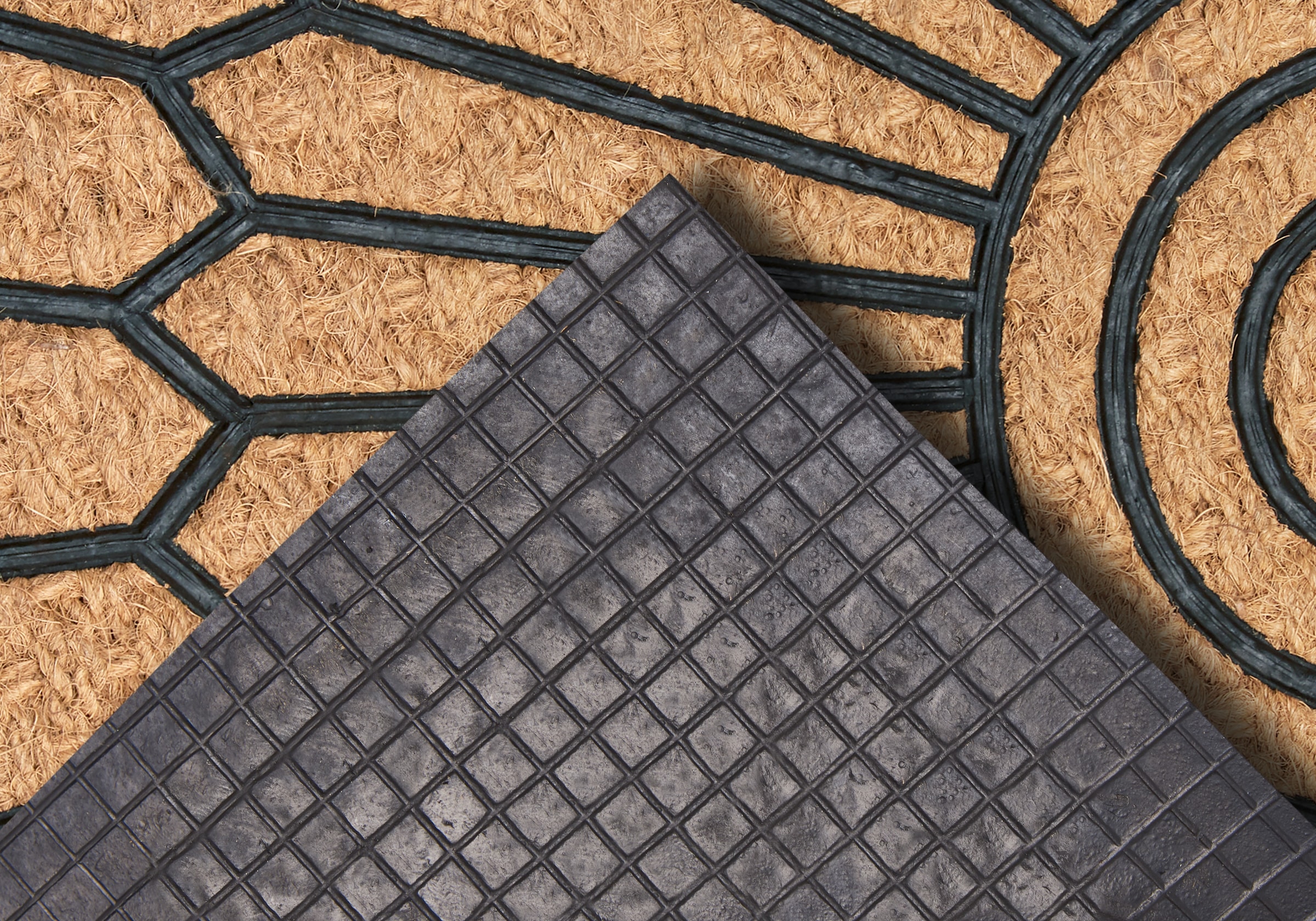 HANSE Home Fußmatte »Mix Mats Gummi-Kokos Halbrund Geometric Ornament, Türmatte«, halbrund, 15 mm Höhe, Kokos, Gummi, Schmutzfangmatte, Outdoor, Rutschfest, Innen, Kokosmatte