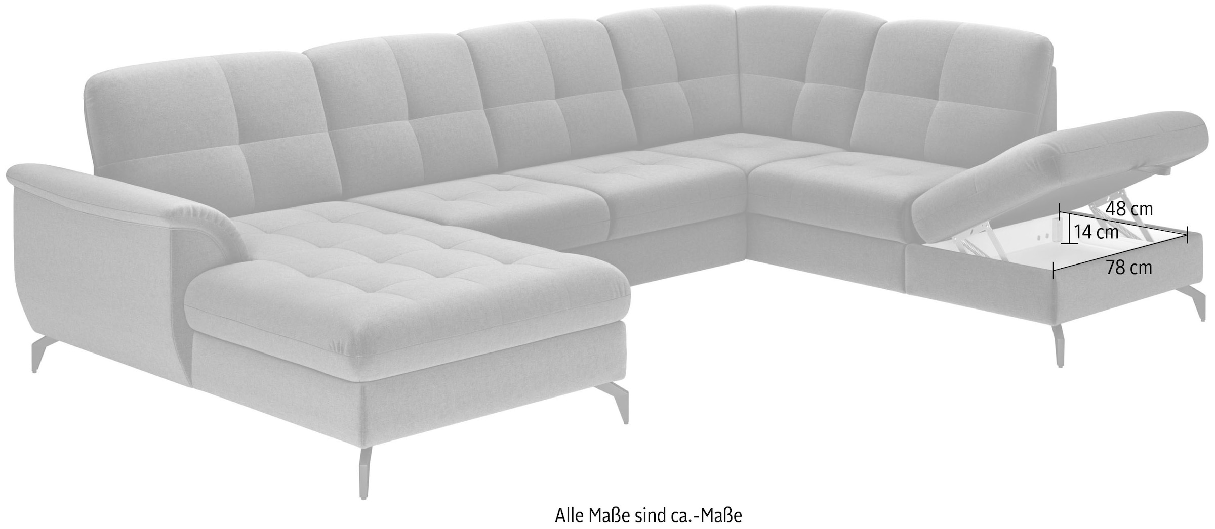 sit&more Wohnlandschaft »Zora U-Form«, wahlweise mit Bettfunktion und Bettkasten