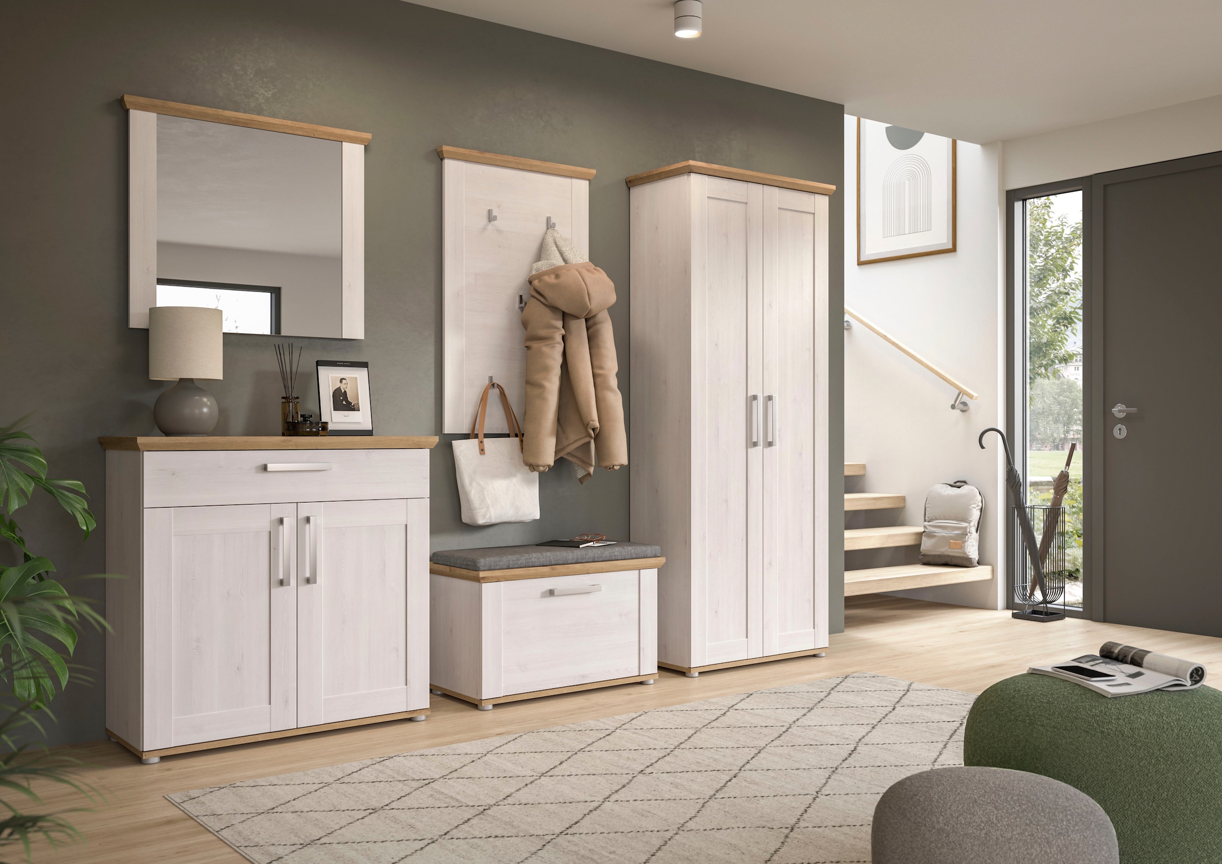 Home affaire Garderobenschrank »COSENZA, TOPSELLER!, Höhe 196 cm, 2 Türen, 2 Böden, 1 Kleiderstange«, Hochschrank, Stauraumschrank, Schrank, Flurschrank, Dielenschrank