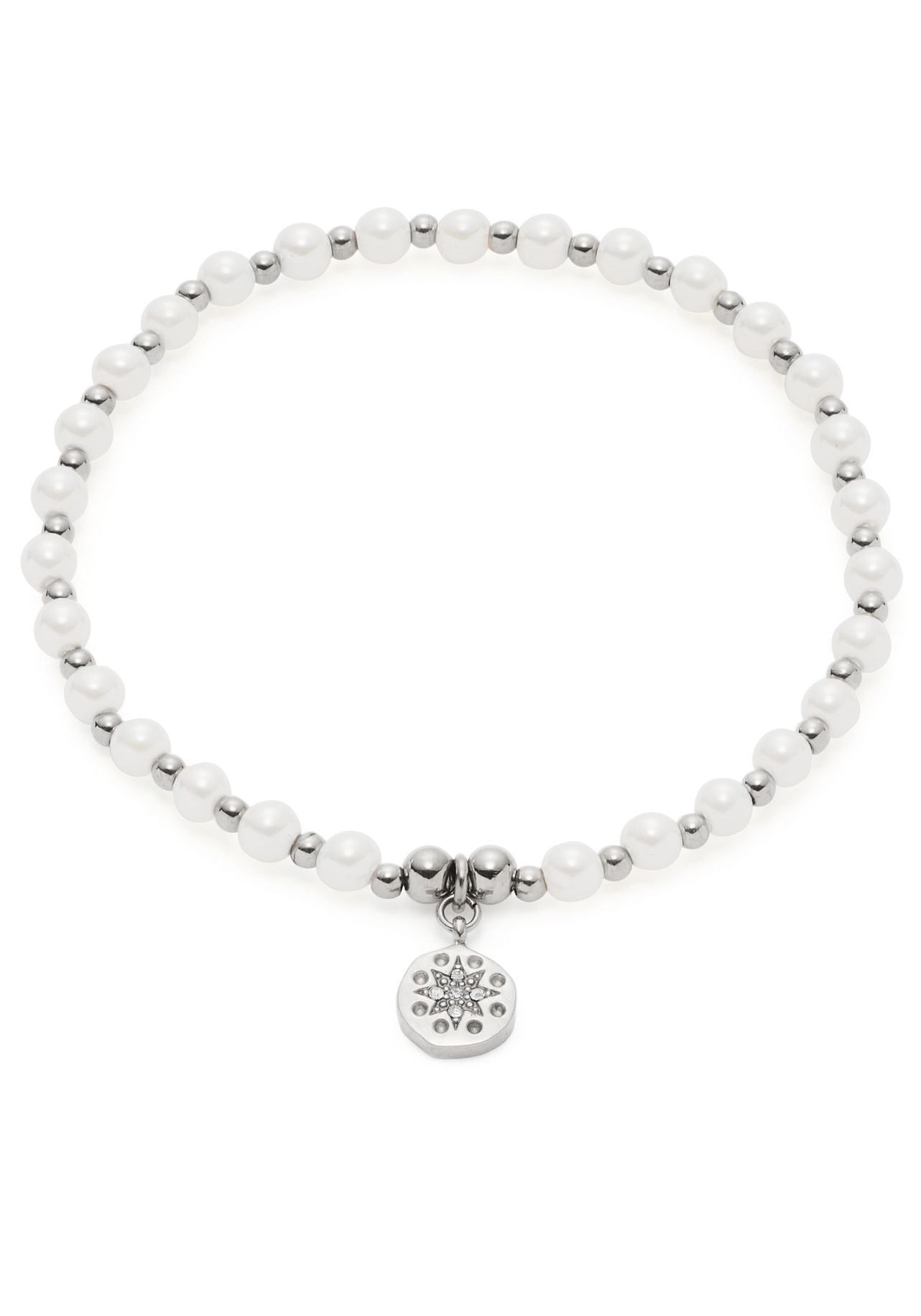 CIAO! Armband „Pelena CIAO, 021176“, mit Kristallglas – mit Perle (imitiert) edelstahlfarben-weiß-kristallweiß + kristallweiß
