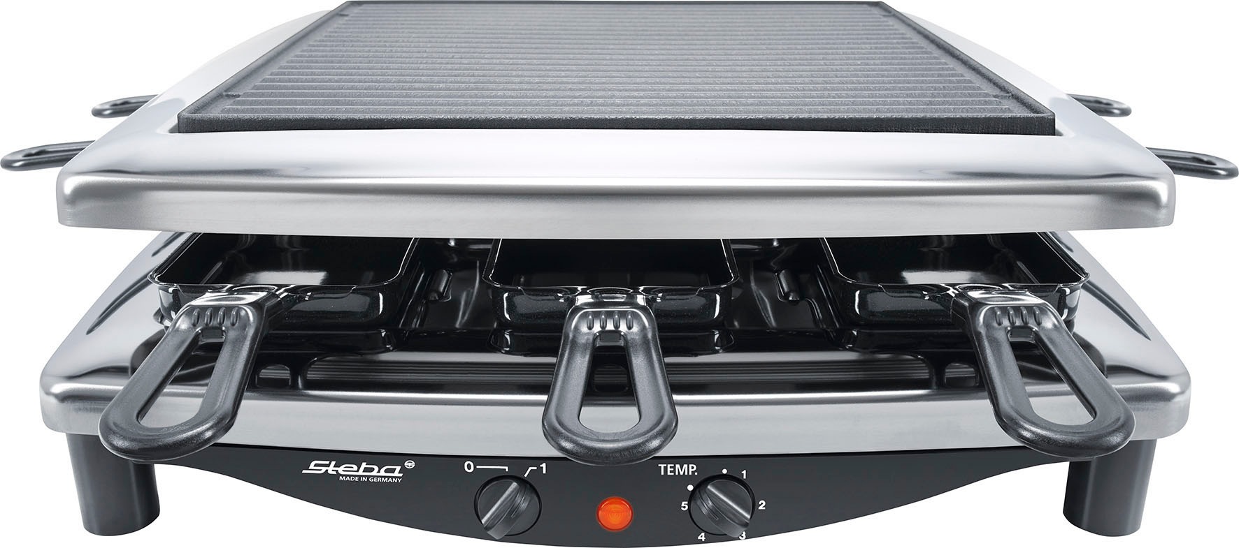 Steba Raclette »RC 3 plus chrom«, 8 St. Raclettepfännchen, 1450 W