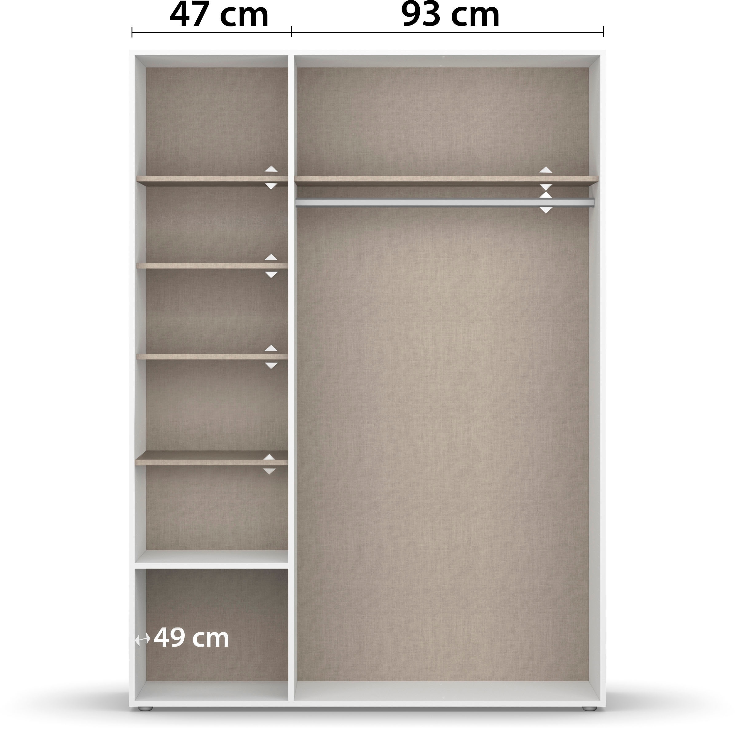 rauch Drehtürenschrank »Kleiderschrank Schrank Garderobe Wäscheschrank NAGATA viel Stauraum«, (in 3 verschiedenen Ausstattungen BASIC/CLASSIC/PREMIUM), mit Schubladen sowie Stangengriffen TOPSELLER MADE IN GERMANY