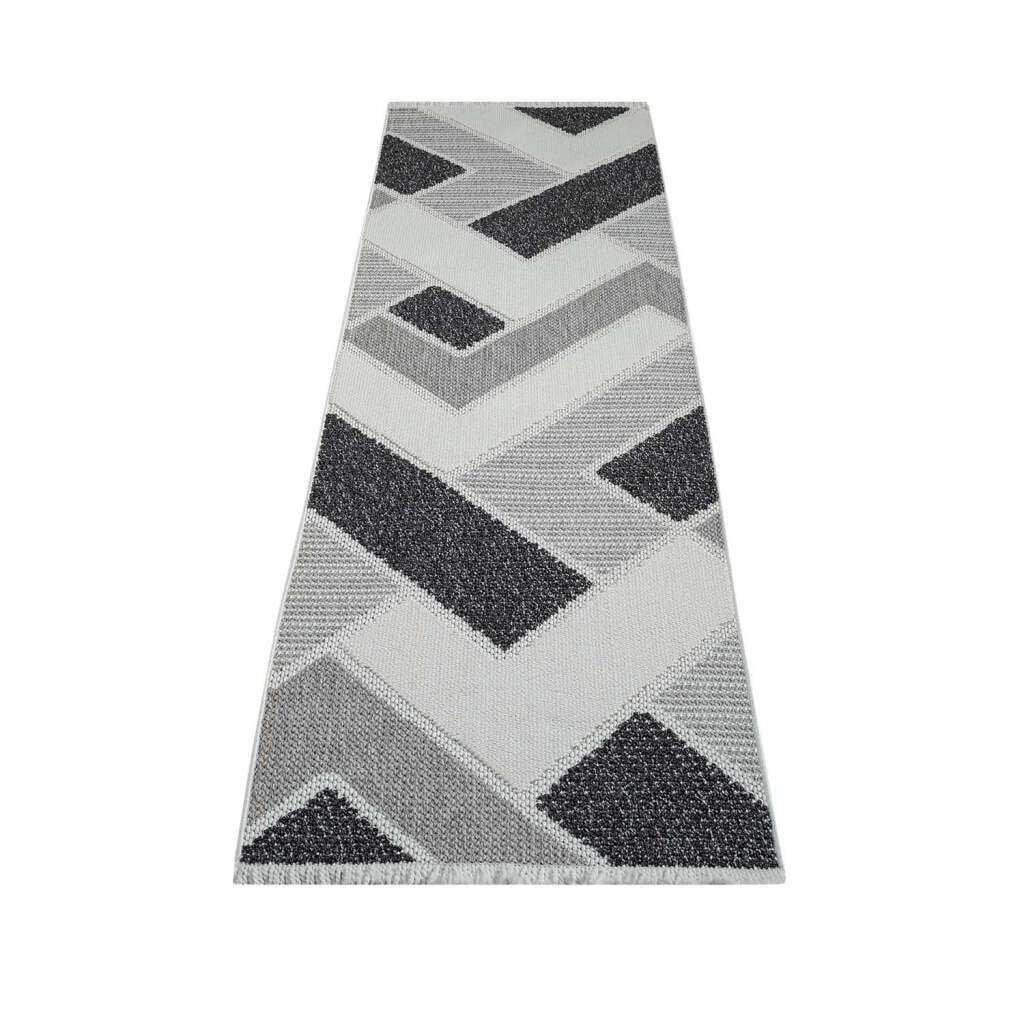 Carpet City Teppich »LINDO 8877«, rechteckig, 11 mm Höhe, Kurzflor, Hochtief-Muster/ 3D-Effekt, Fransen, Boho-Stil, Wohnzimmer