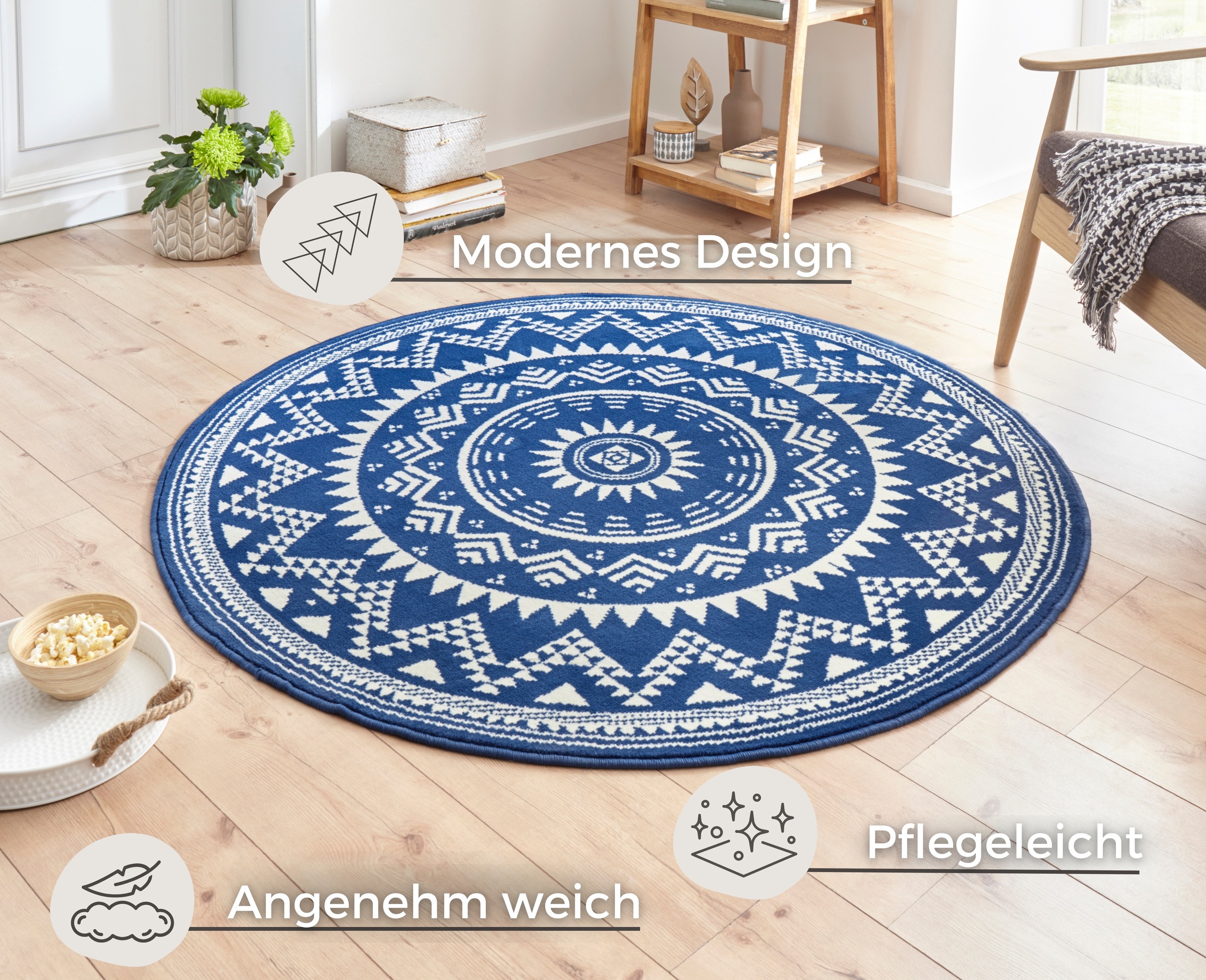 HANSE Home Teppich »Valencia«, rund, 9 mm Höhe, Kurzflor, Modern, Vintage, günstig online kaufen