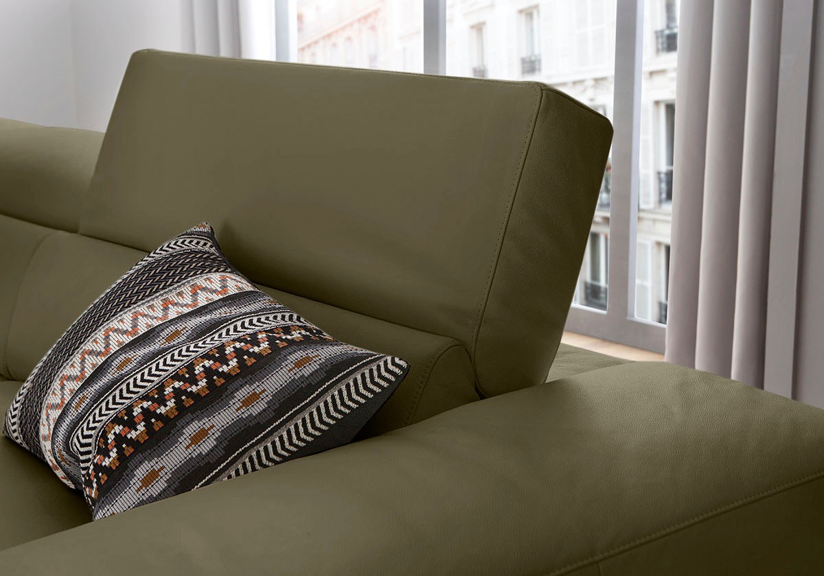 W.SCHILLIG Ecksofa »piedroo, Designsofa mit tollem Sitzkomfort, bequem, L-Form«, Kopfteilverstellung, wahlweise mit Sitztiefenverstellung, Breite 343cm