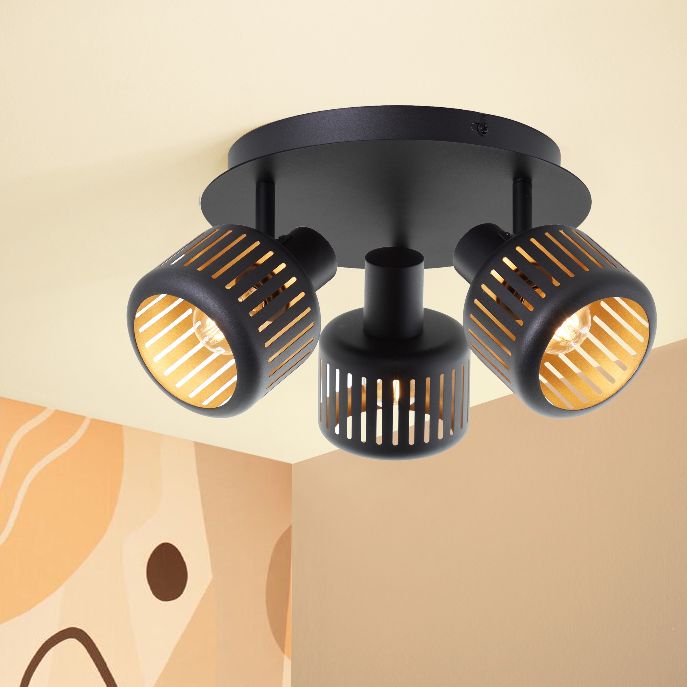 Brilliant Deckenstrahler »Tyas« E14 1 Stk. Spotrondell, 18 x 37 cm, E14, schwenkbar, Aluminium, schwarz/gold