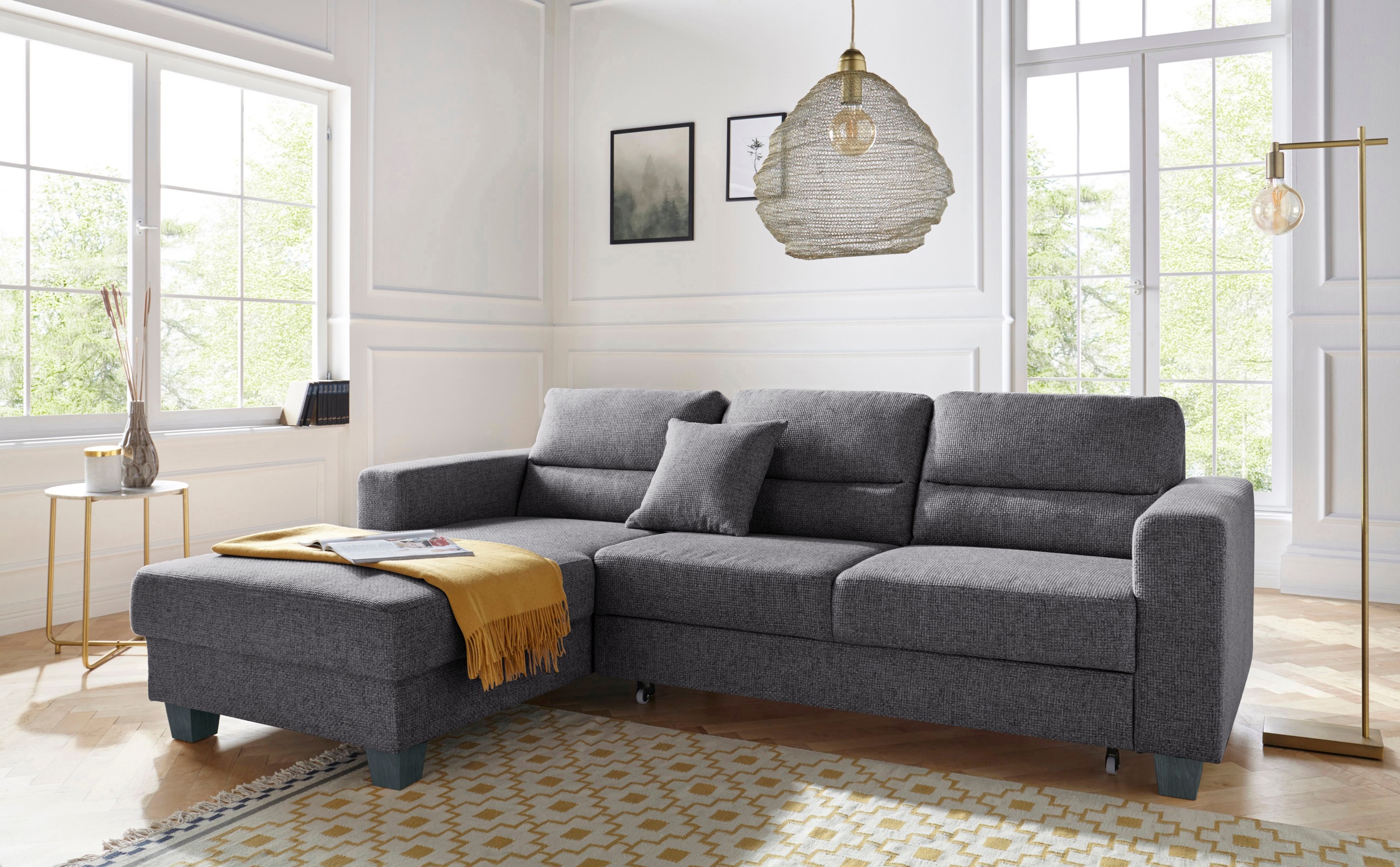 TRENDMANUFAKTUR Ecksofa »Chamber, zeitlos und modern, hoher Sitzkomfort, L-Form«, wahlweise mit Schlaffunktion